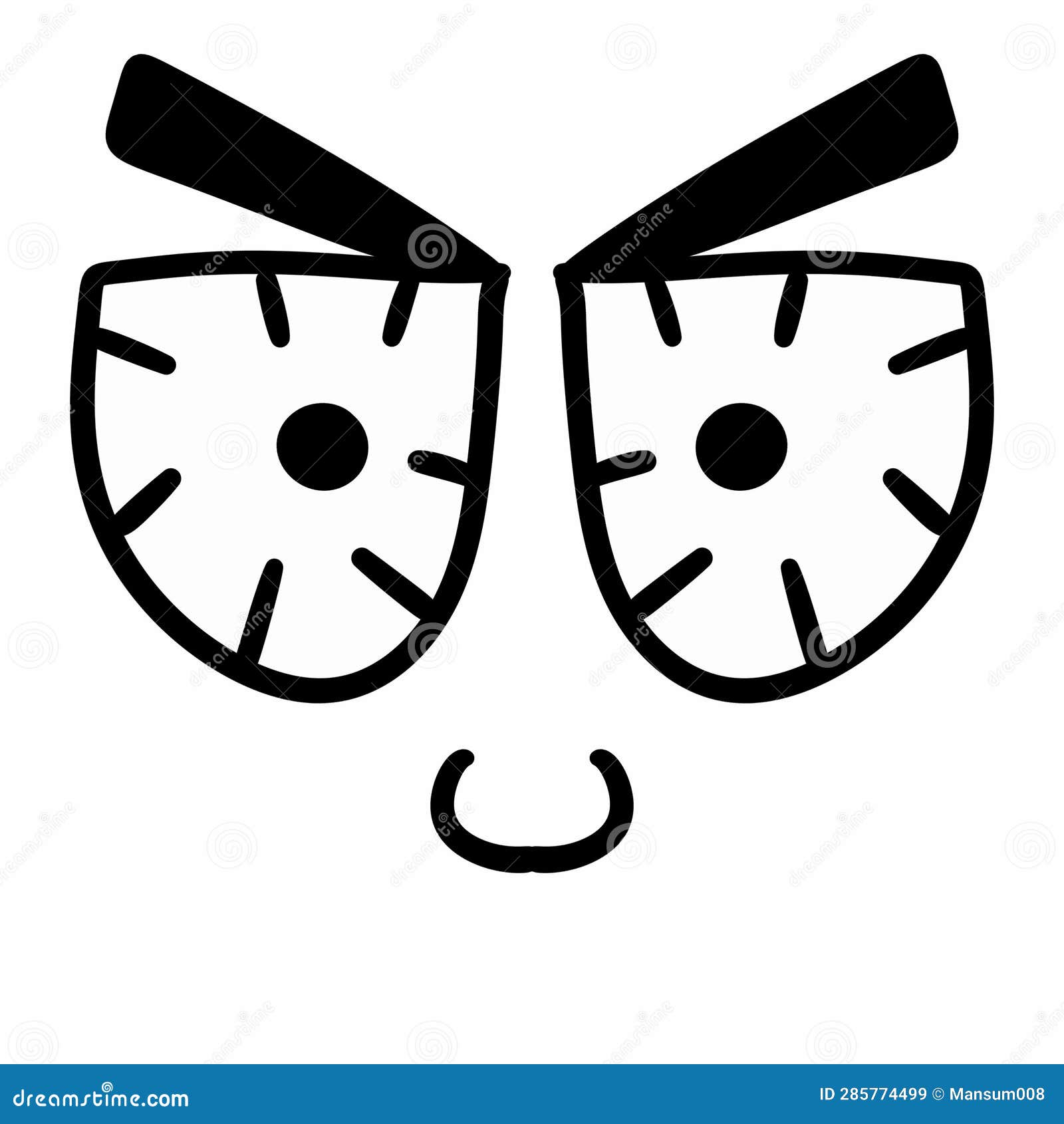 Cartoon Emoji with a Black Eyes Stock Illustration Illustration of