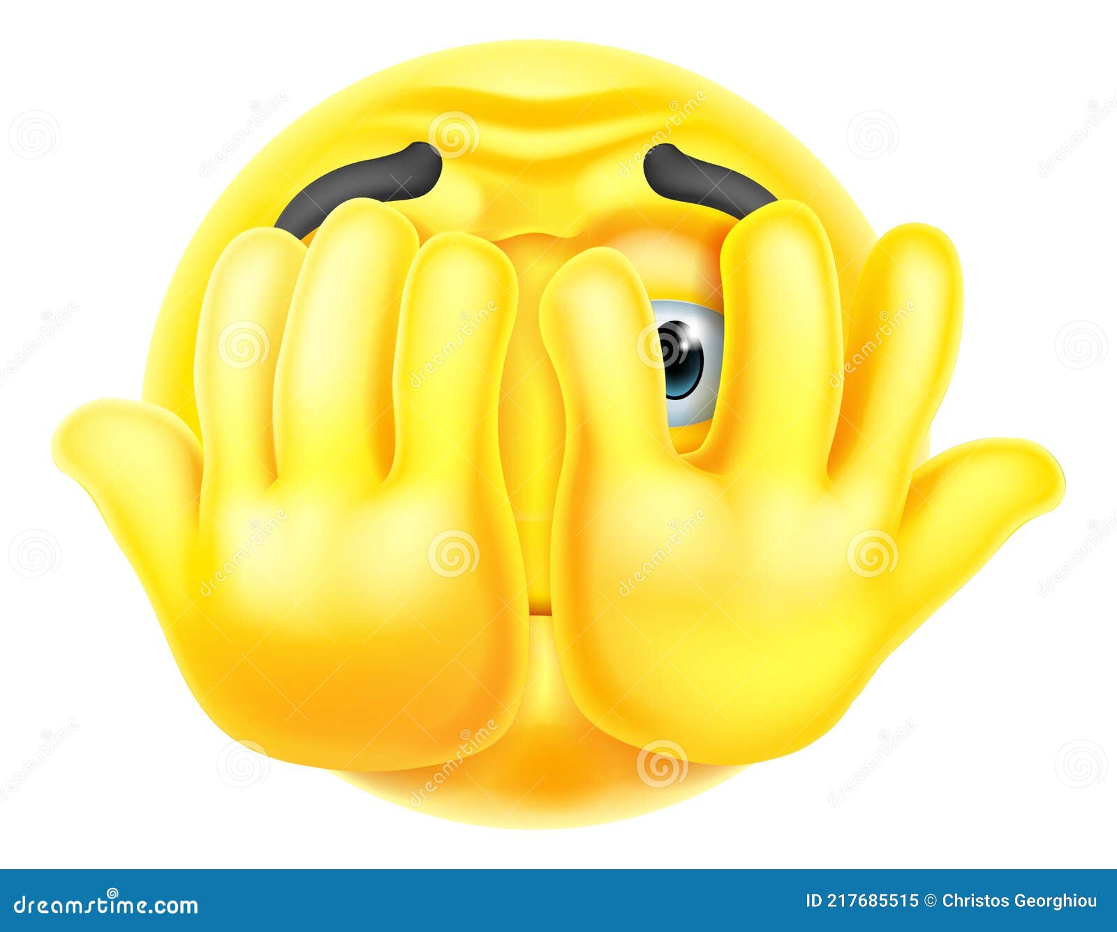 Cartoon Emoticon Face Icon Hiding Behind Hands Stock Vector