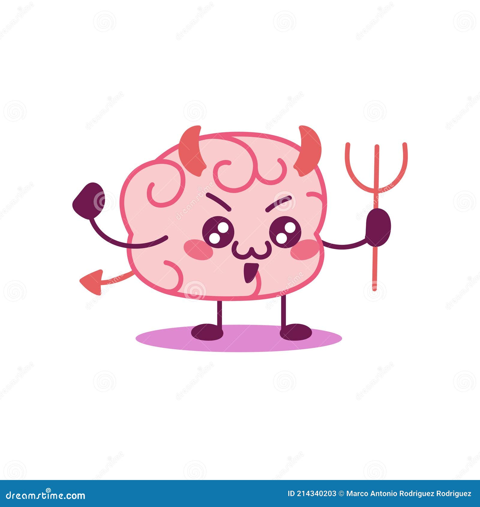 Cartoon of an evil brain stock vector. Illustration of fear - 214340203