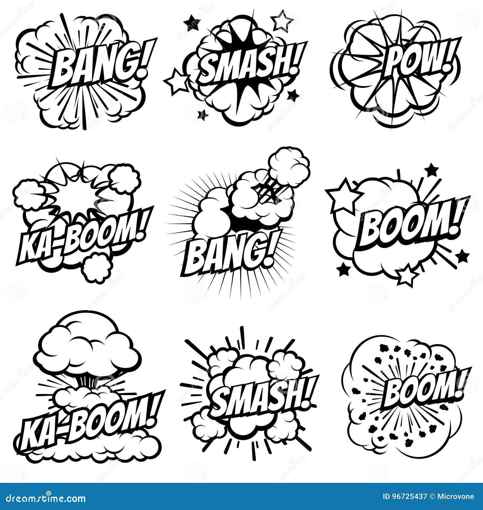 Comics book balloon. Lettering smash, crash, bang. Bubble icon
