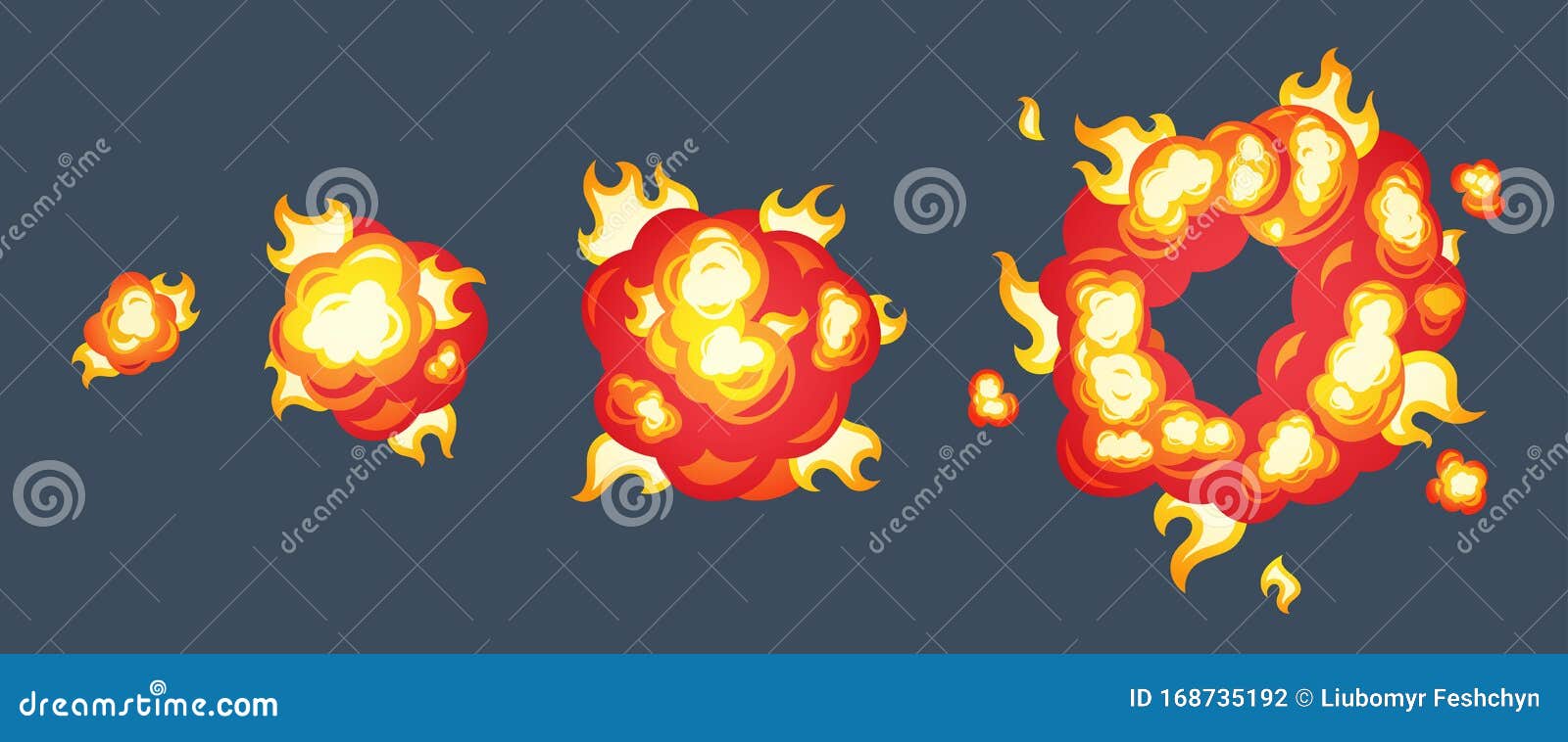 Cartoon Explosion Fire Effect. Effect Boom, Explode Flash, Bomb Comic