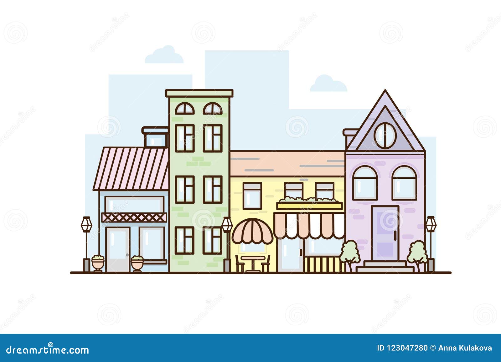 Cartoon Exterior Architecture, Touristic Place, Facade for ...