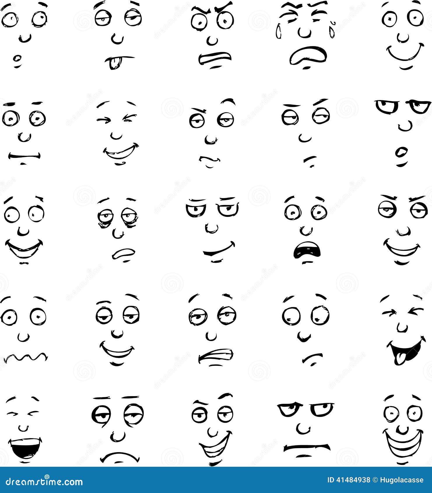 Expressions Du Visage émotions Dessin Cartoon Face Emotions Hand Drawn Set Vector Illustration