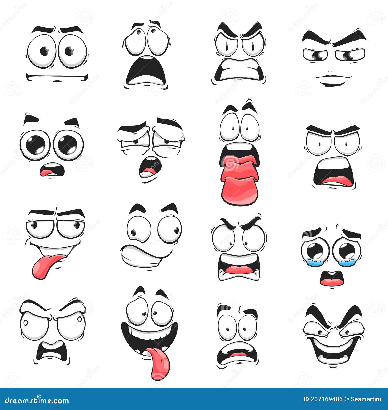 Cartoon Face Expression Isolated Vector Icons Set Stock Illustration -  Illustration of laughing, scared: 207169486