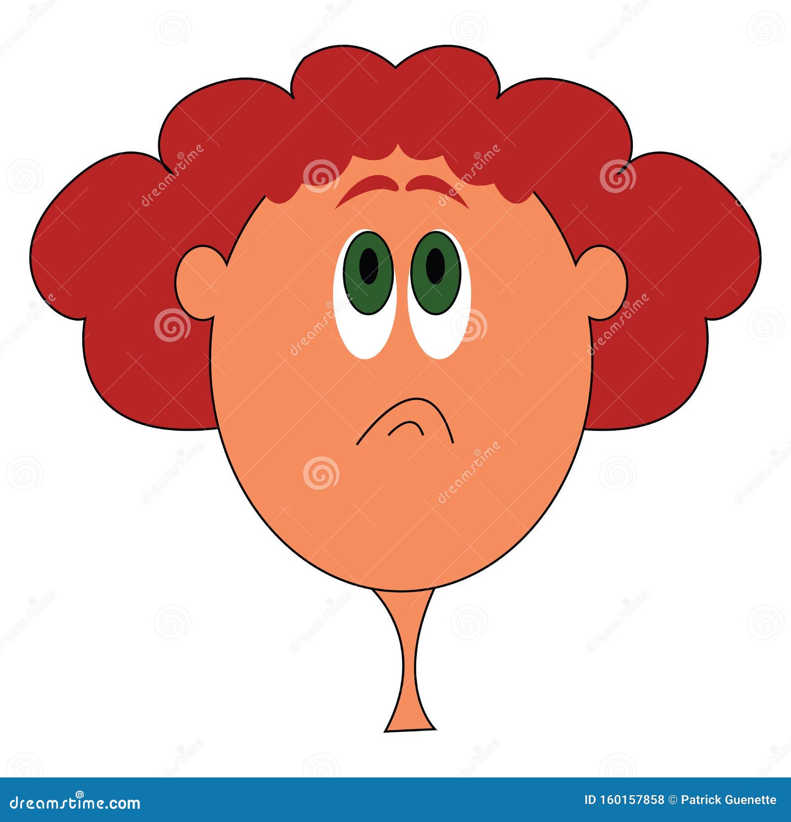 Cartoon Face of a Funny-looking Girl in Red Hair and Green Eyes Vector ...