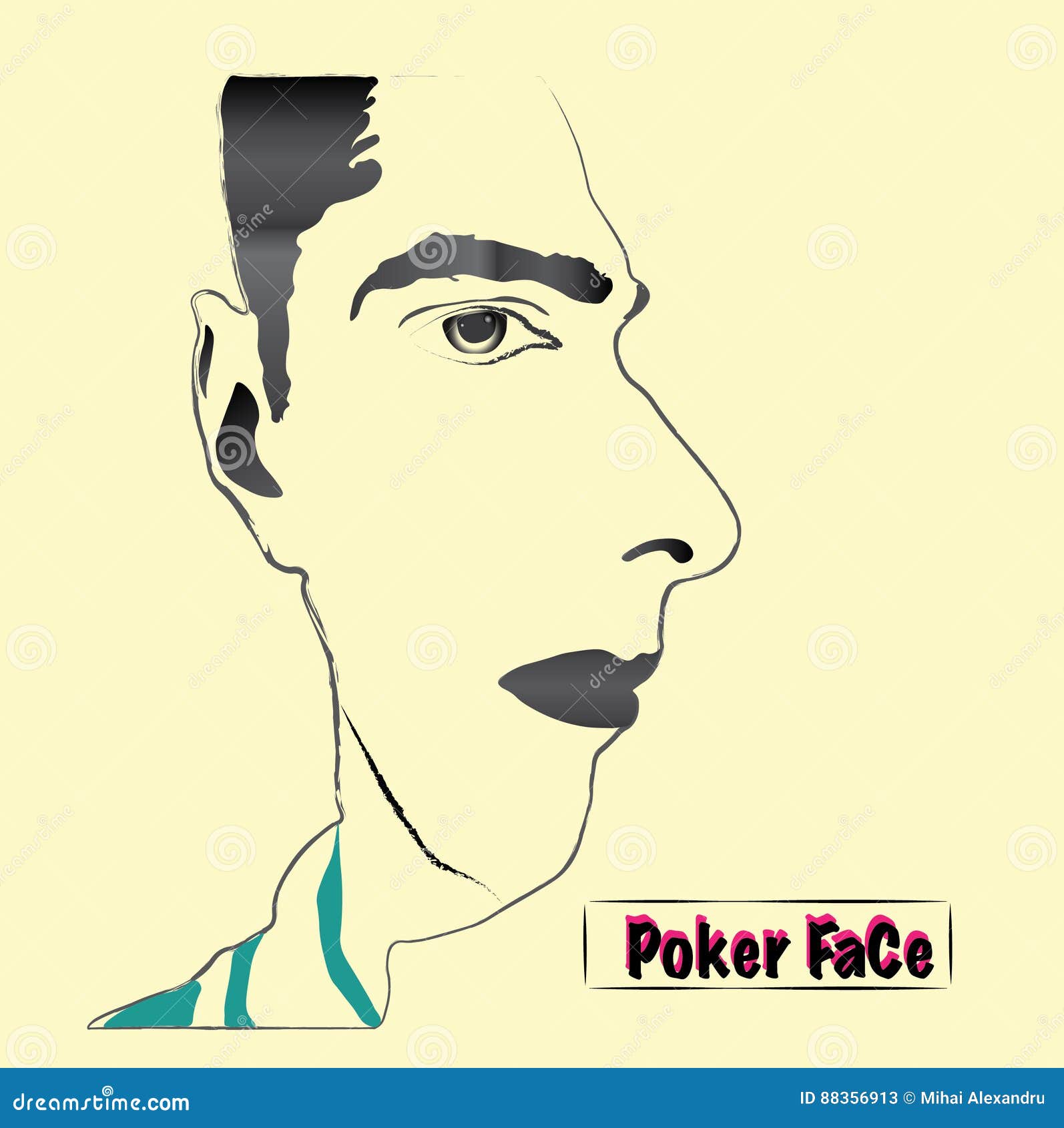 a cartoon face optic illusion.   - face view from profile and front