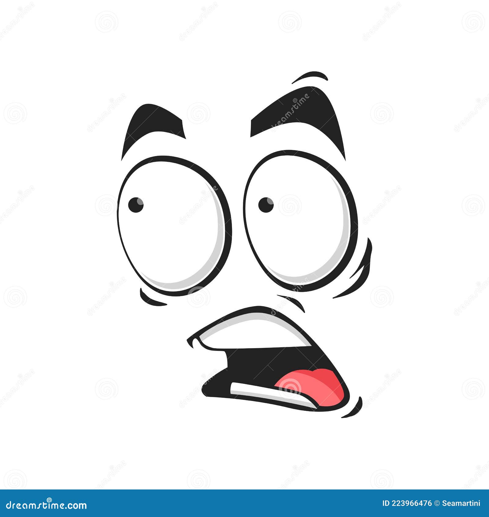 Cartoon face vector icon, surprised, frightened or worry emoji