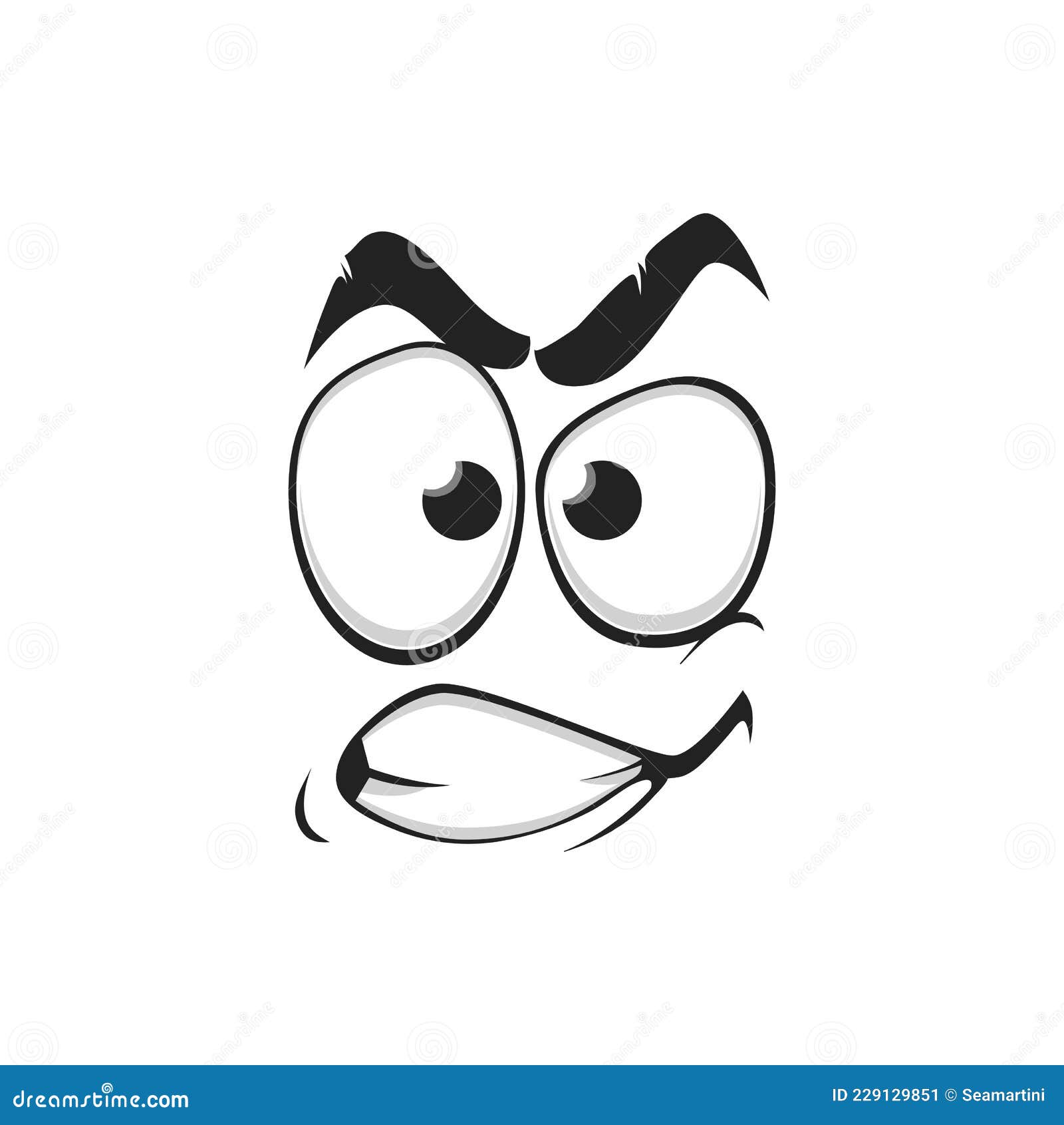 Cartoon face vector icon, surprised, frightened or worry emoji