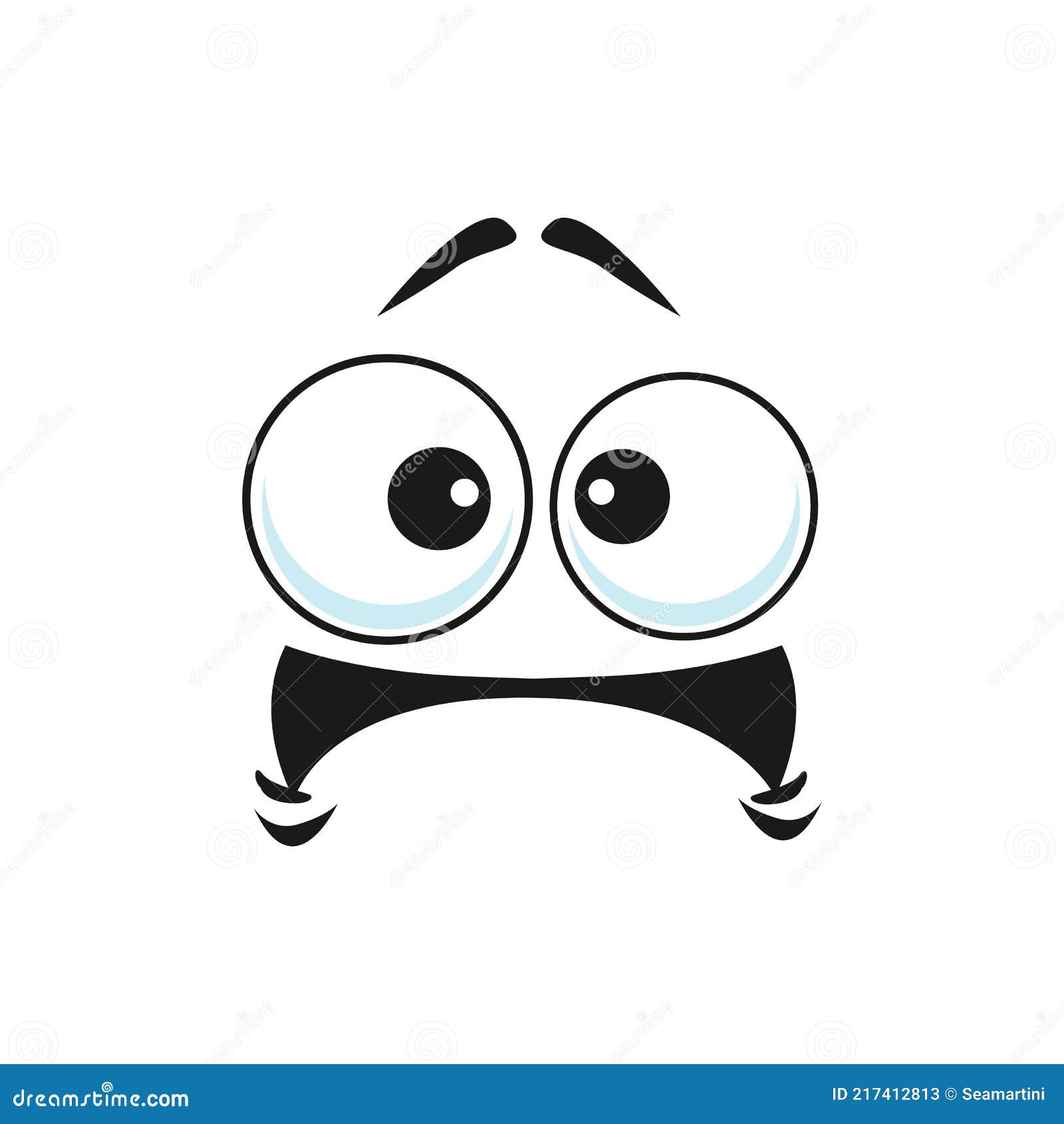 Cartoon face vector icon, frightened funny emoji, scared facial