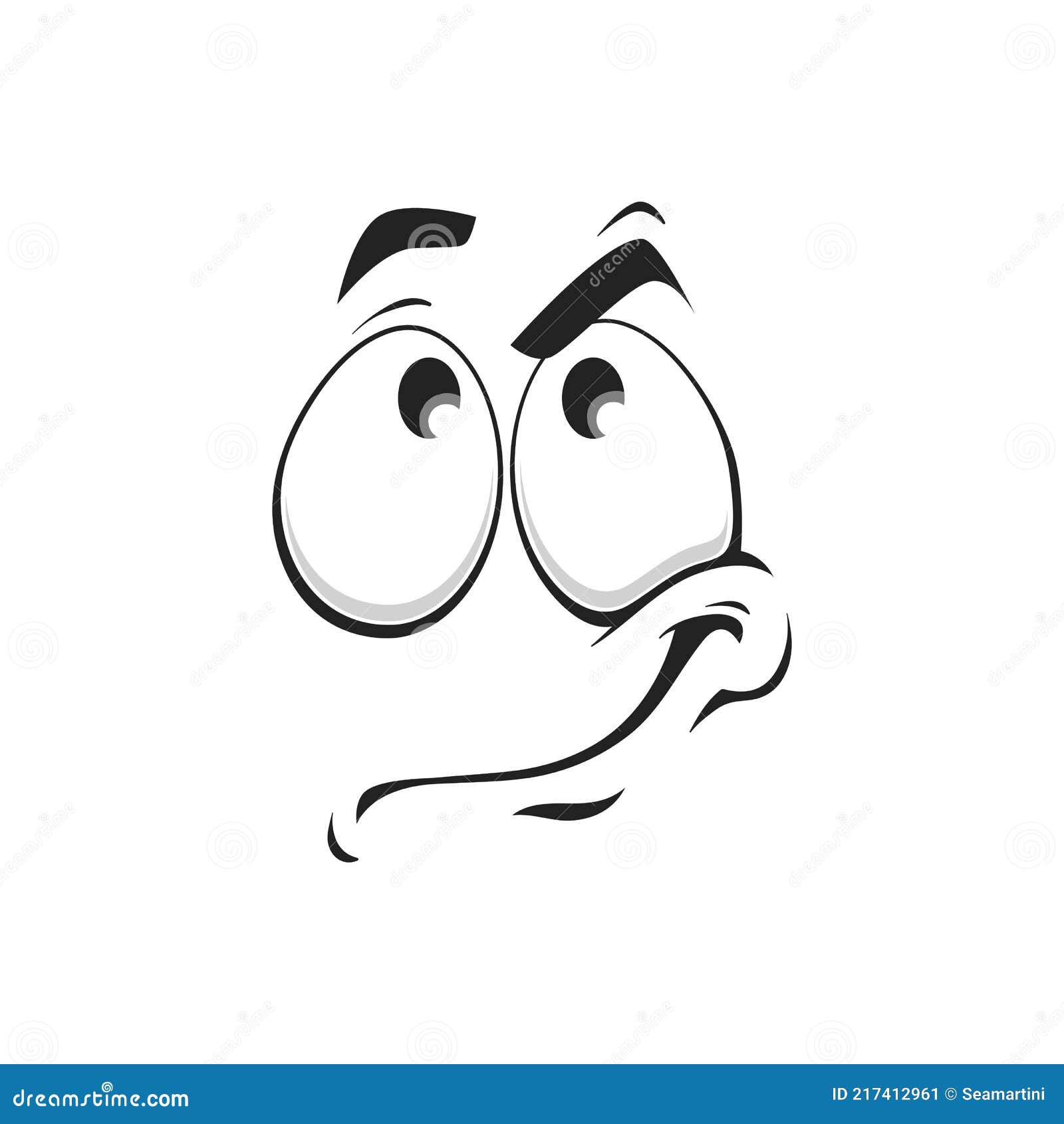 Cartoon Face Vector Icon, Funny Thinking Emoji Stock Vector - Illustration  of mouth, label: 217412961