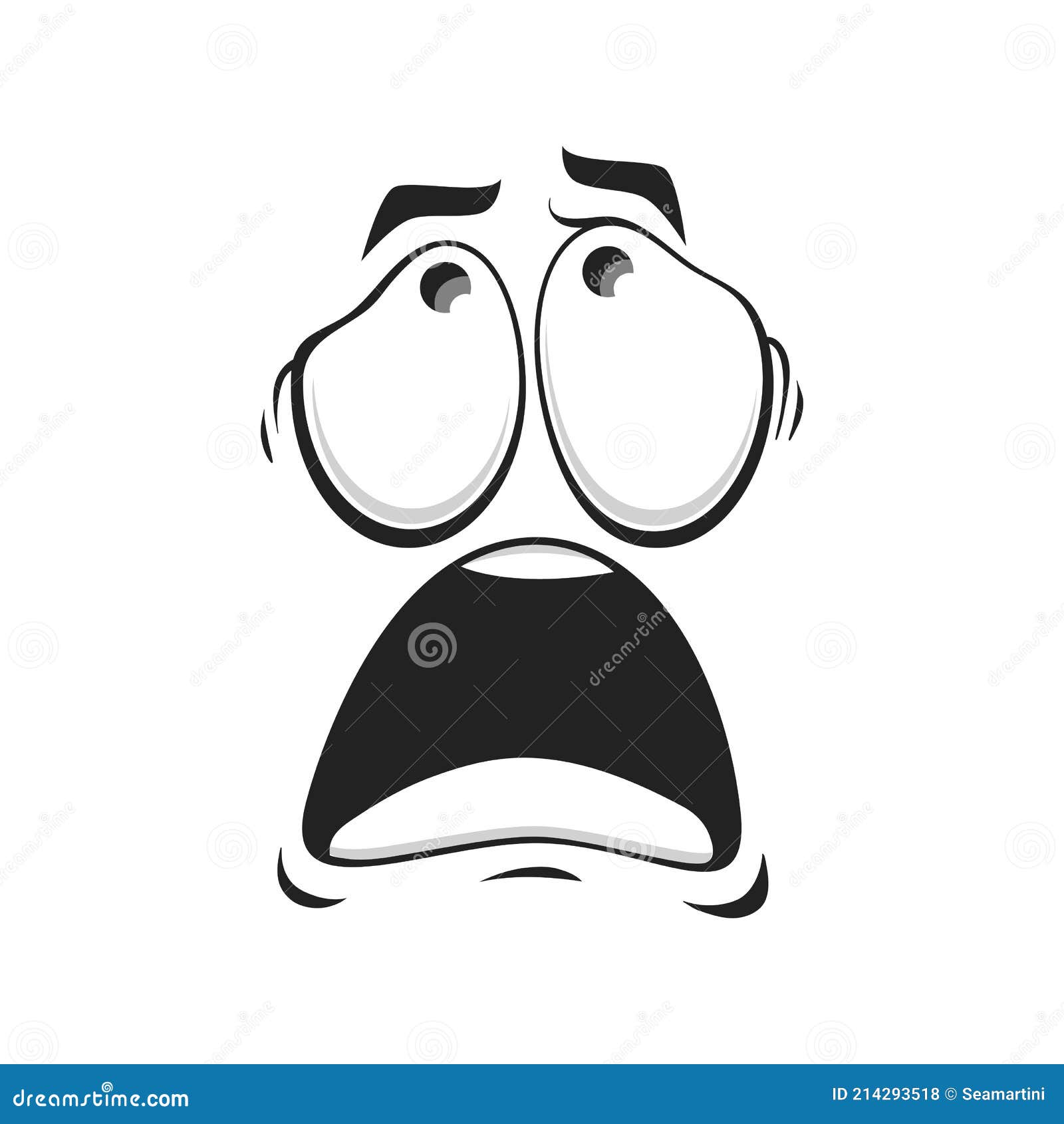 Cartoon face icon scared or upset emoji Royalty Free Vector