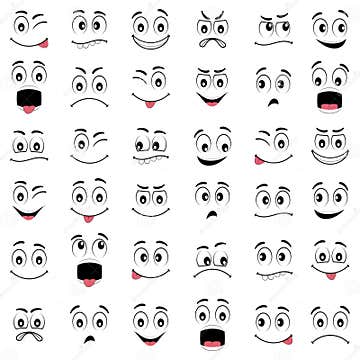 Cartoon Faces with Different Emotions Stock Vector - Illustration of ...