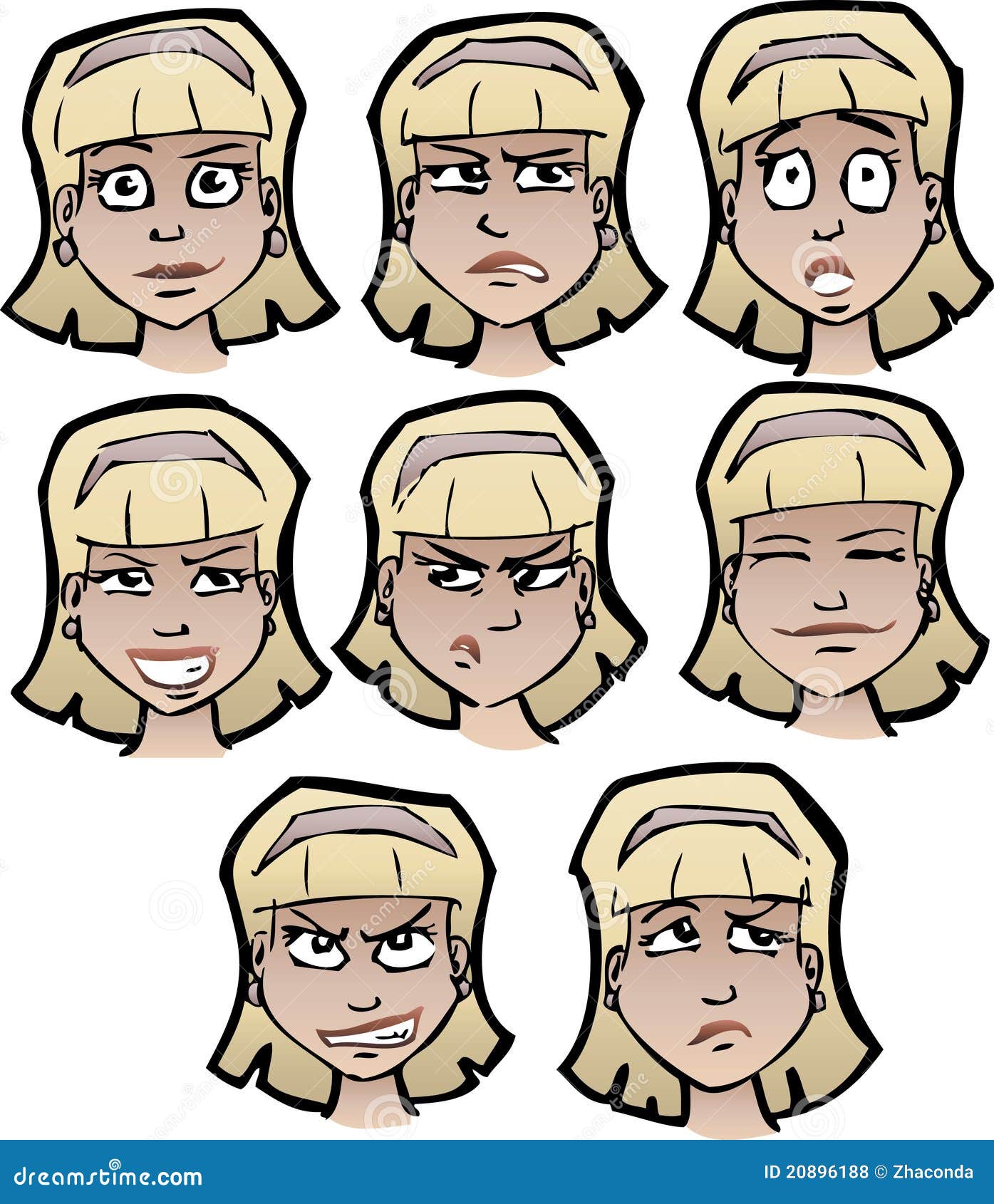 Cartoon faces female stock vector. Illustration of angry - 20896188