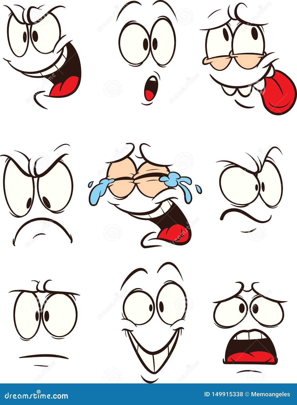 Funny Cartoon Faces with Different Expressions Stock Vector - Illustration  of emoji, gradient: 149915338