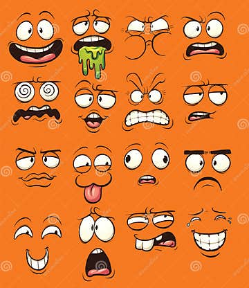 Cartoon faces stock vector. Illustration of shocked, puking - 68066701