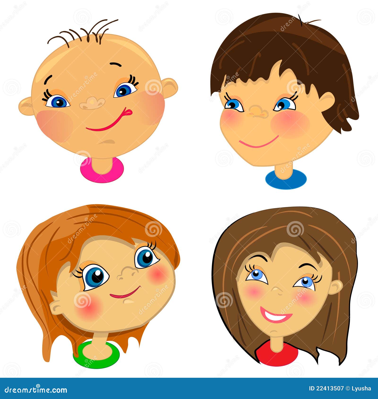 Cartoon Faces of Kids. Set of Illustrations Stock Vector - Illustration of  happy, people: 22413507