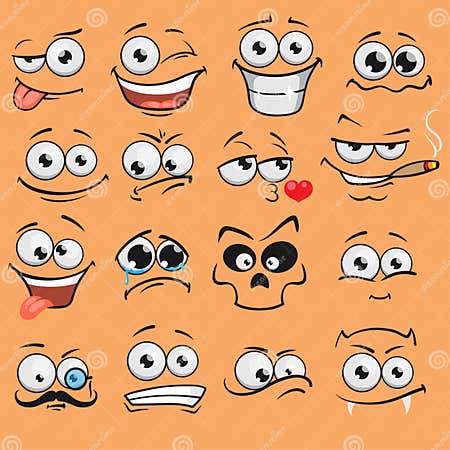 Cartoon faces set stock vector. Illustration of background - 63677179