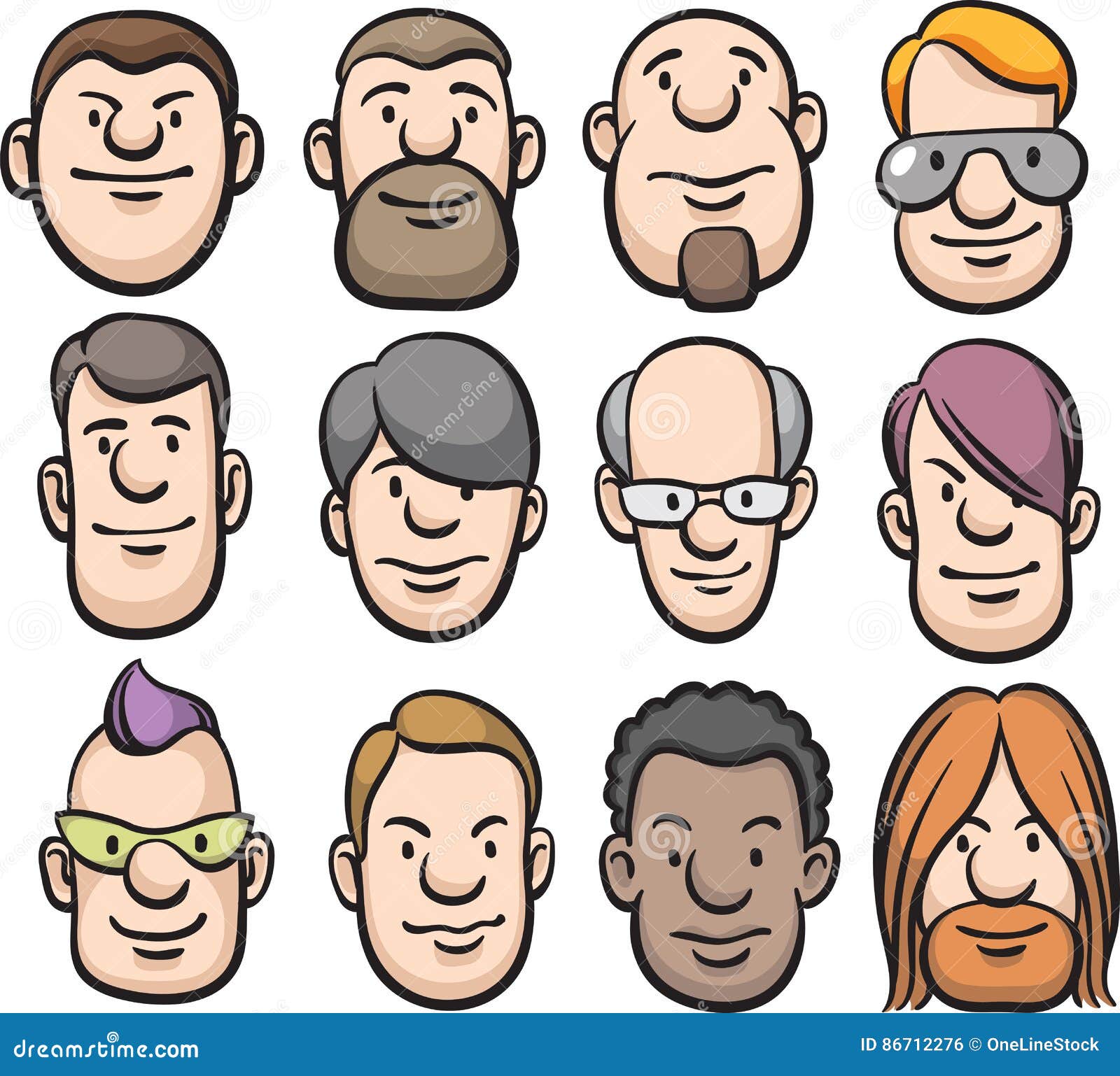 Cartoon faces stock vector. Illustration of head, hippie - 86712276 Cartoon faces stock vector. Illustration of head, hippie - 86712276