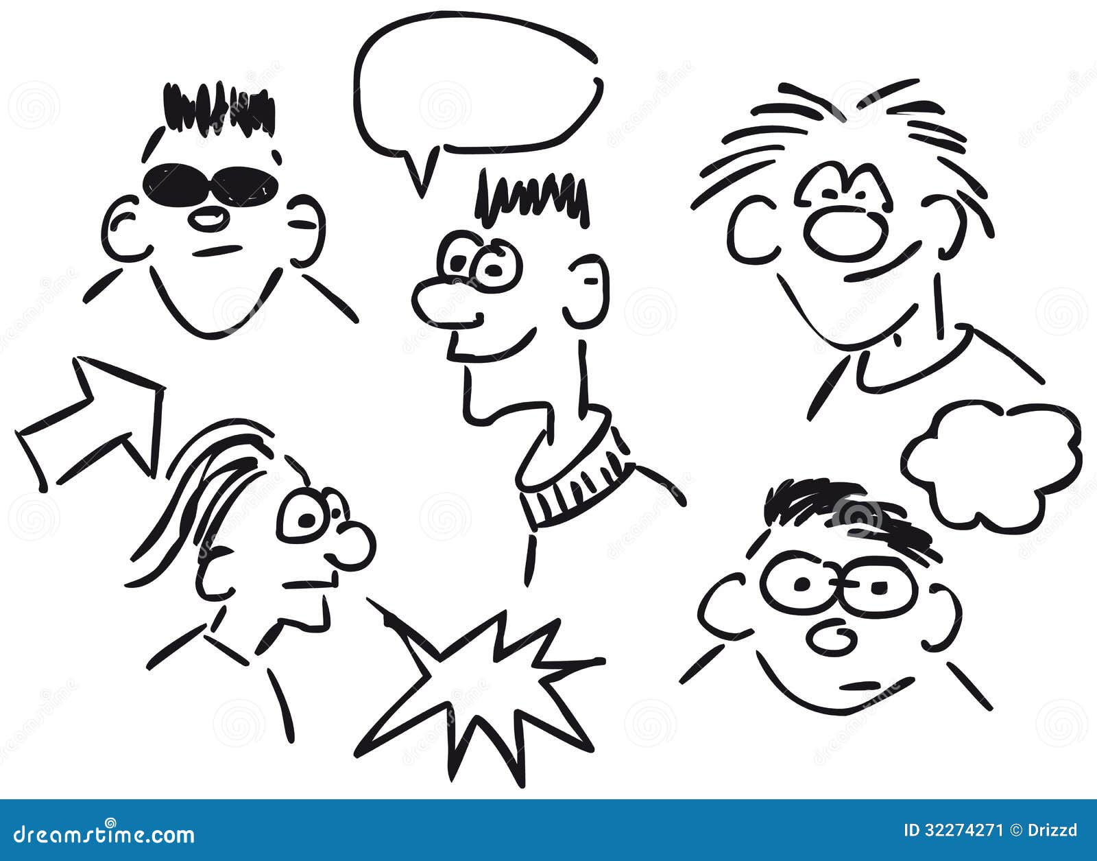 Cartoon faces stock illustration. Illustration of expression - 32274271