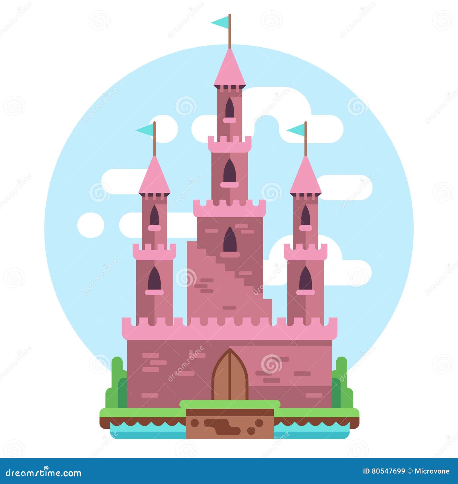 Download Cartoon Fairy Tale Pink Alcazar Castle Vector Illustration ...