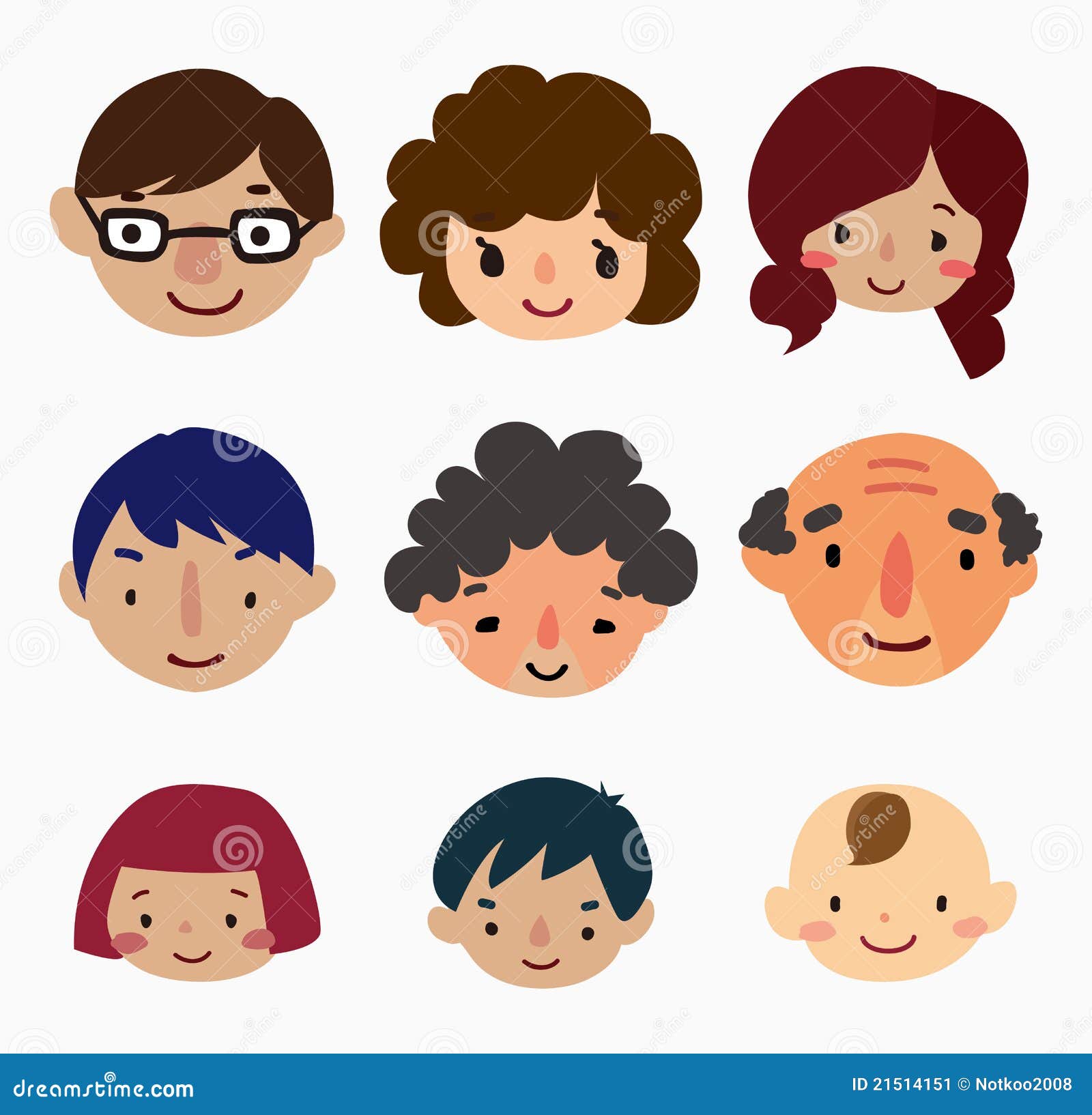 cartoon family face icons