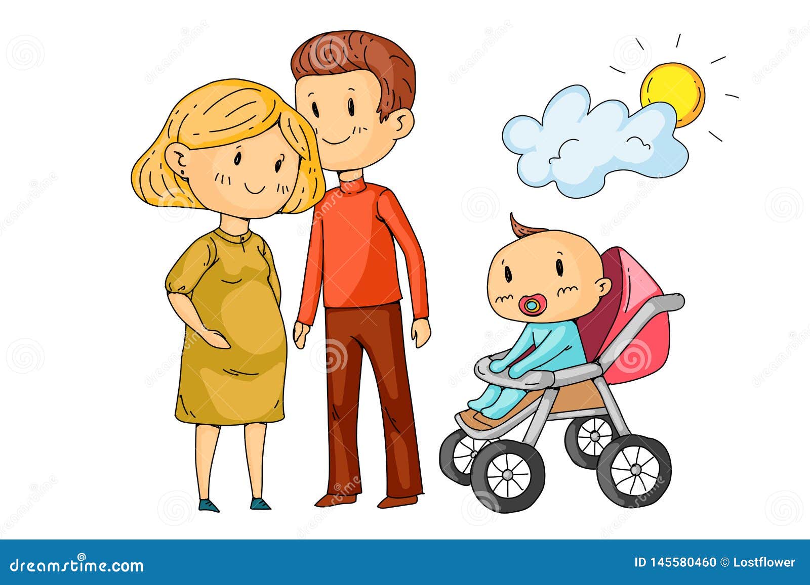 Cartoon Family with Pregnant Woman and Little Children. Stock Vector - Illustration of family, people: 145580460 Cartoon Family with Pregnant Woman and Little Children. Stock Vector - Illustration of family, people: 145580460