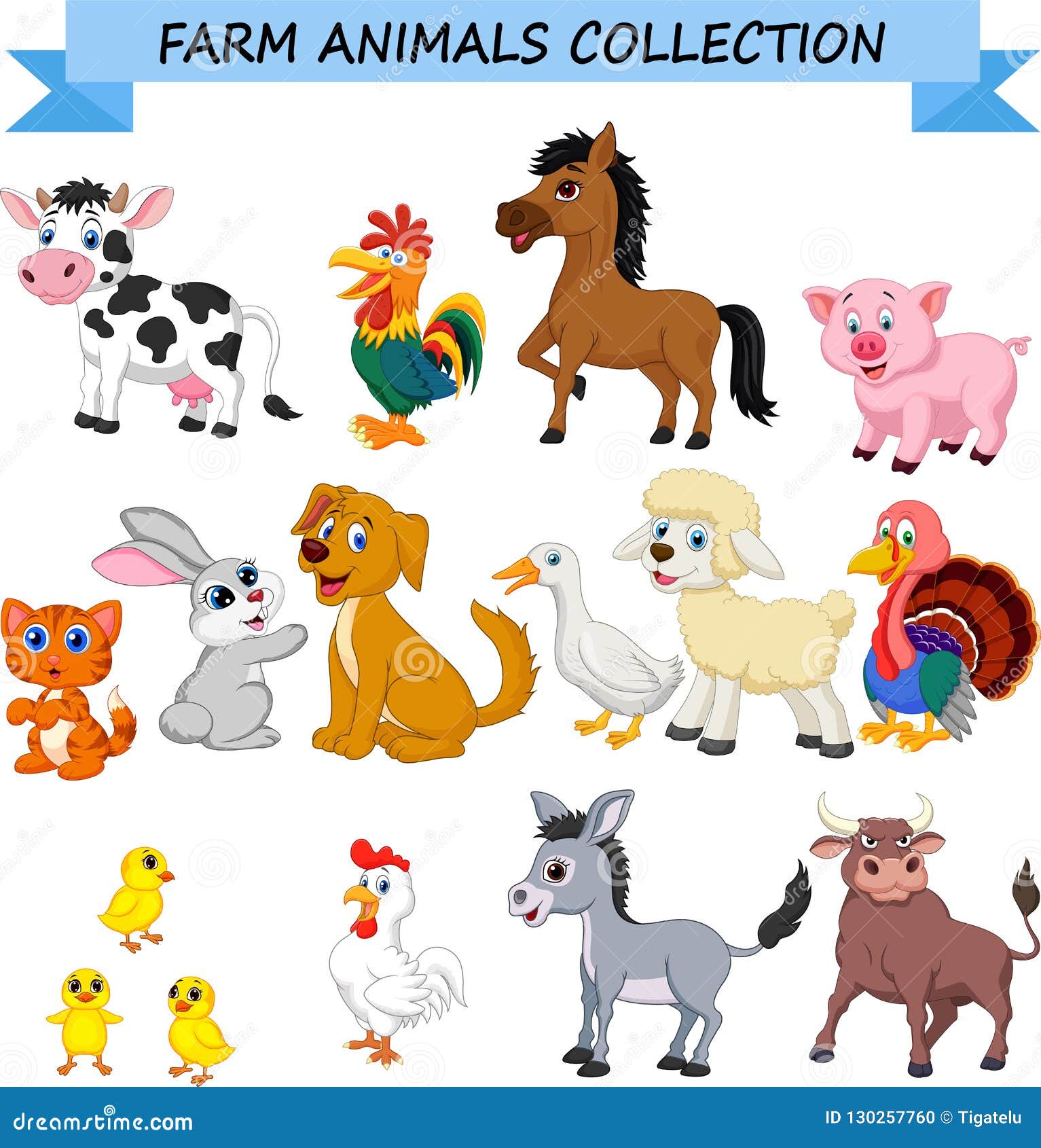 Cartoon Farm Animals Collection Stock Vector Illustration of mascot, horse 130257760
