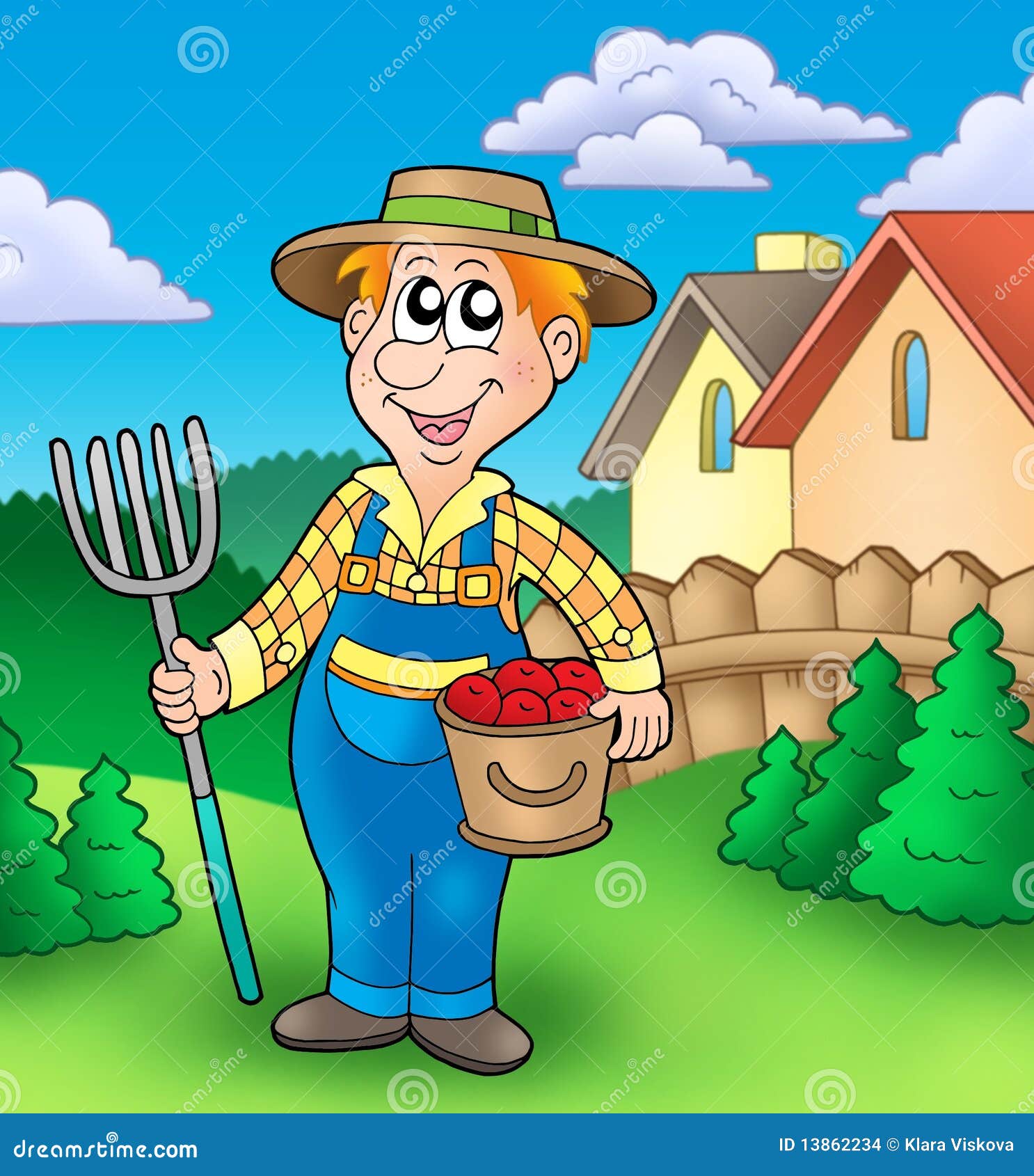 Cartoon farmer on garden stock illustration. Illustration of happy - 13862234 Cartoon farmer on garden stock illustration. Illustration of happy - 13862234