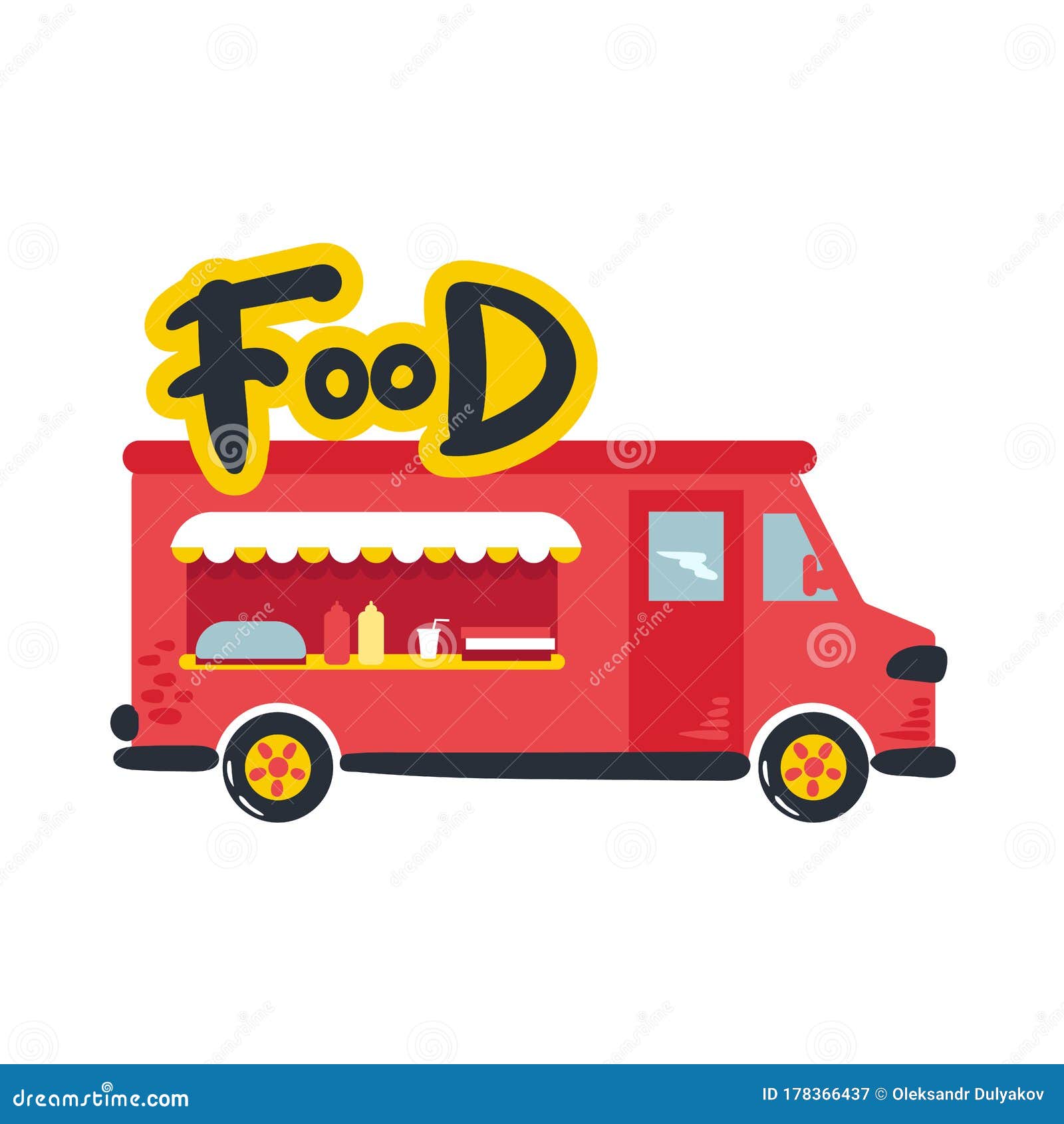 Cartoon Fast-food Car Food Truck on a White Background Stock Vector ...
