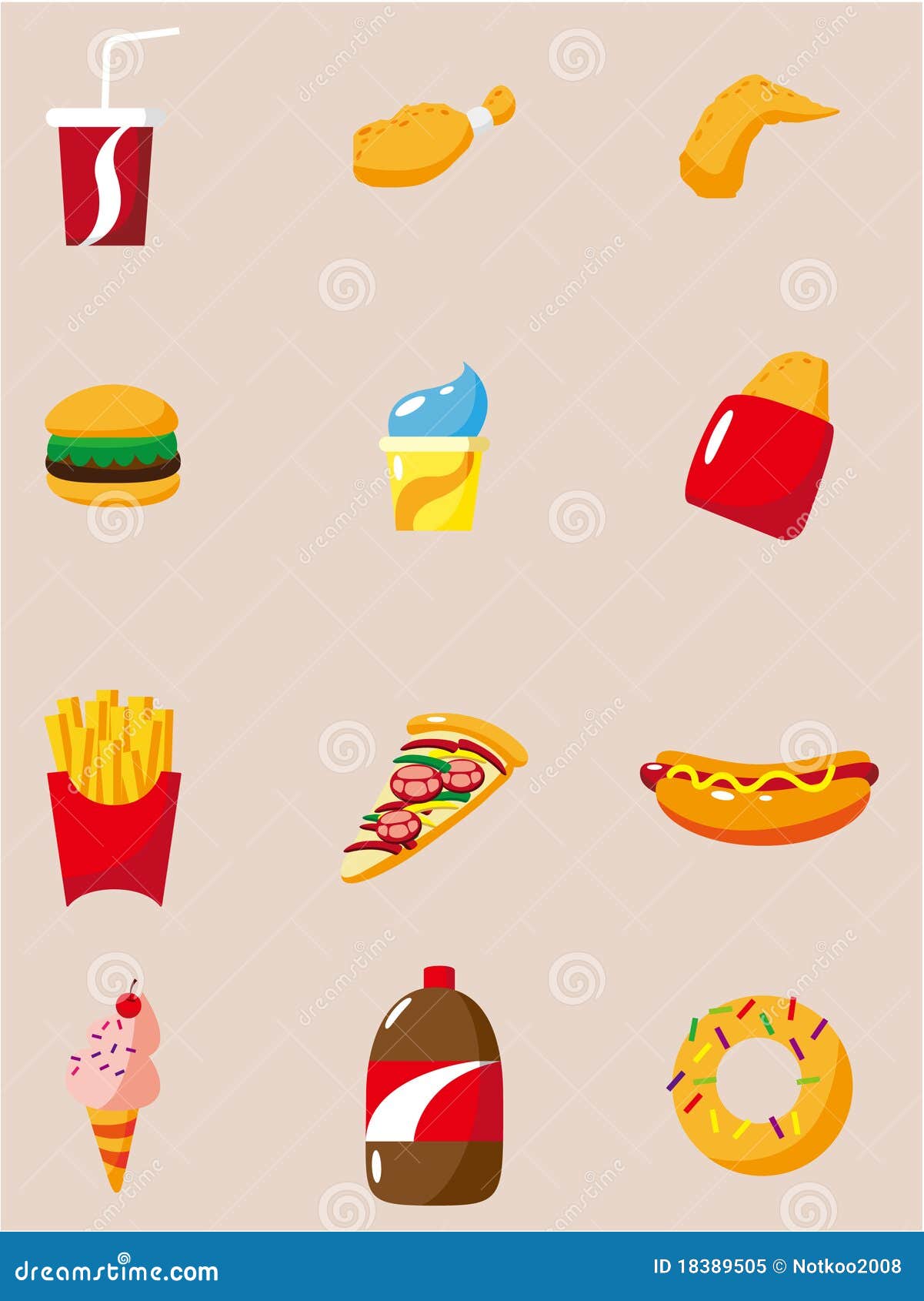 Cartoon Fast Food Icon Stock Vector Illustration Of Fast