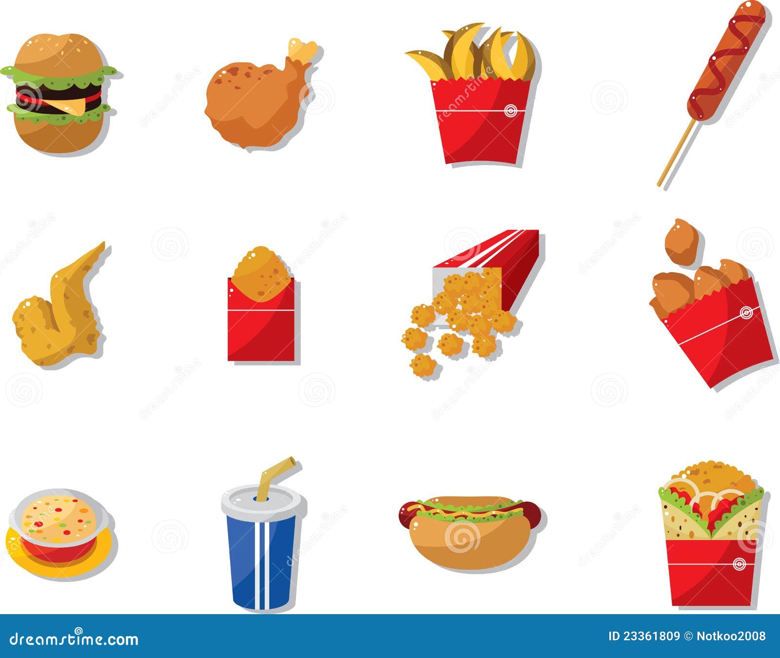 Cartoon fast food icon stock vector. Illustration of cream - 23361809