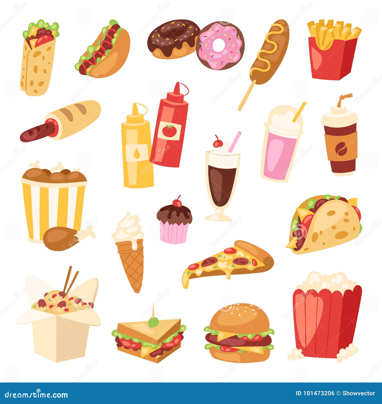 cartoon fast food unhealthy burger sandwich, hamburger, pizza meal restaurant menu snack  .