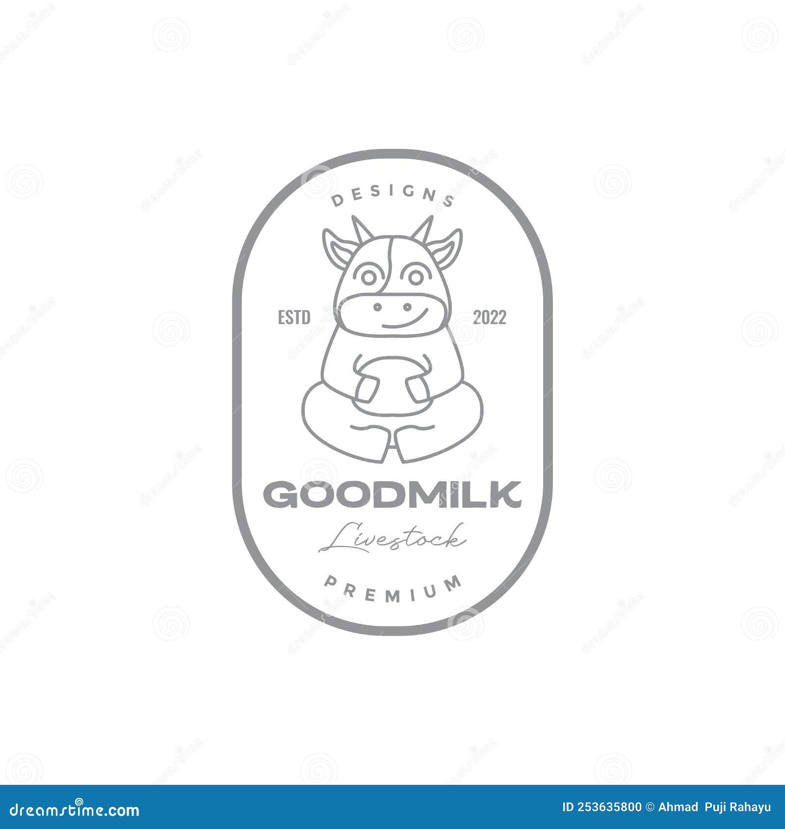 Cartoon Fat Cow Badge Logo Design