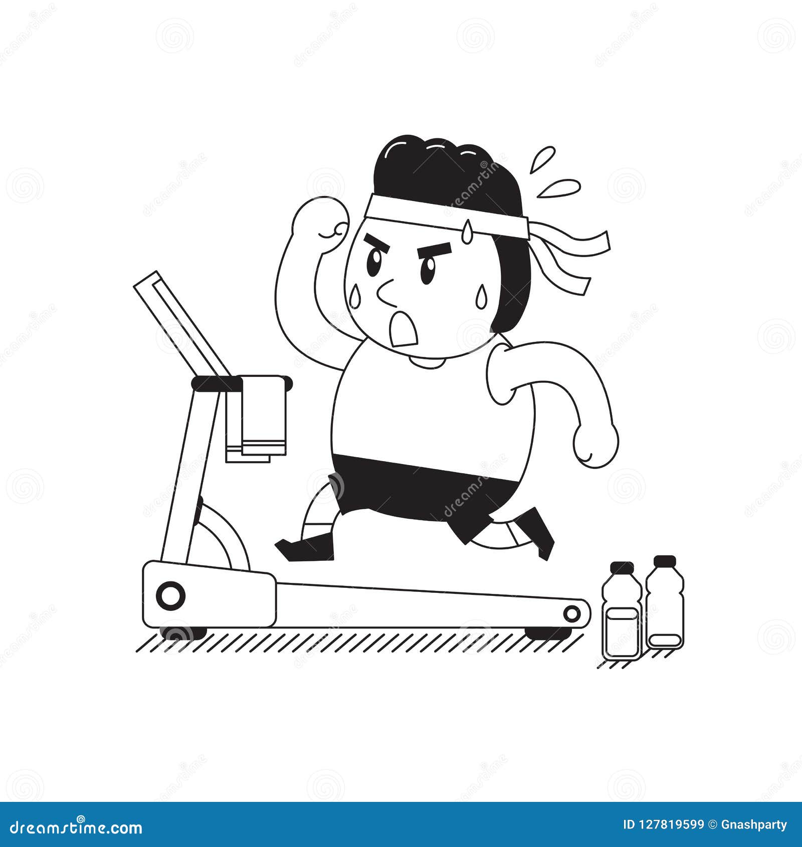 Fat Man And Treadmill Cartoon Vector | CartoonDealer.com #30459871