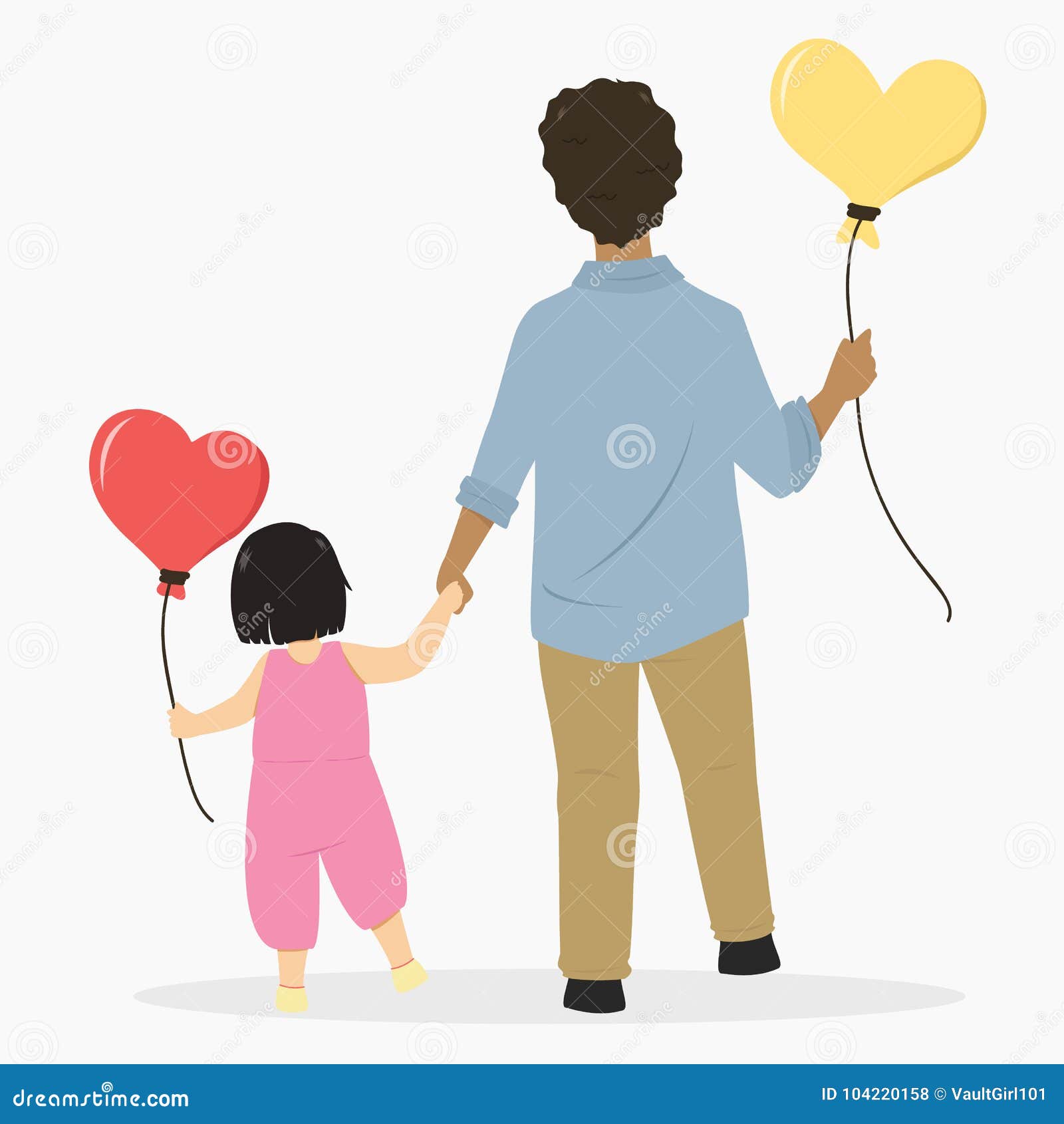 Father and Daughter Holding Hands, Cartoon Vector Stock Vector -  Illustration of balloon, care: 104220158