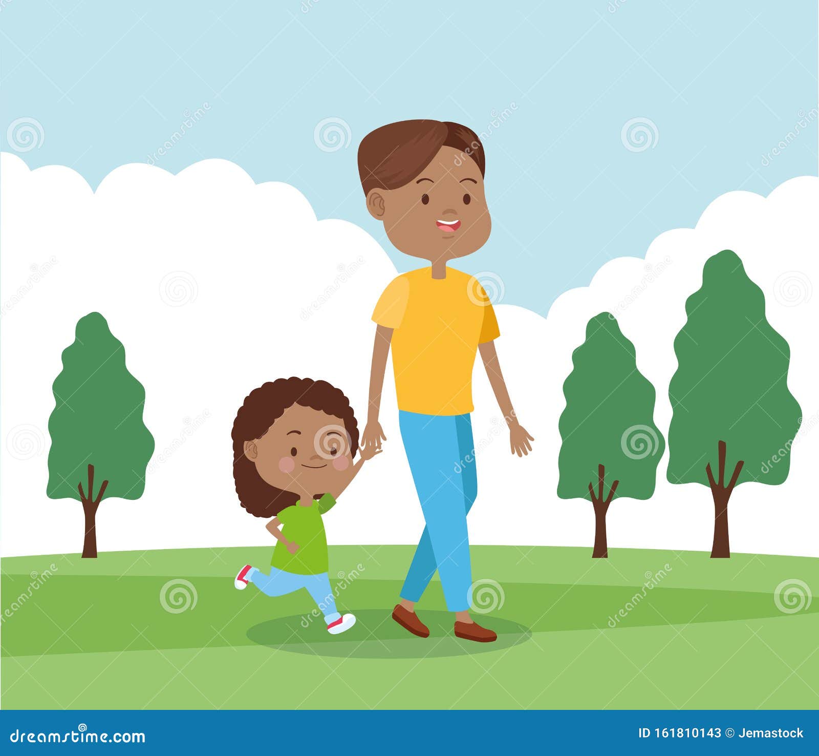 Cartoon Father and His Daughter, Colorful Design Stock Vector -  Illustration of isolated, daughter: 161810143