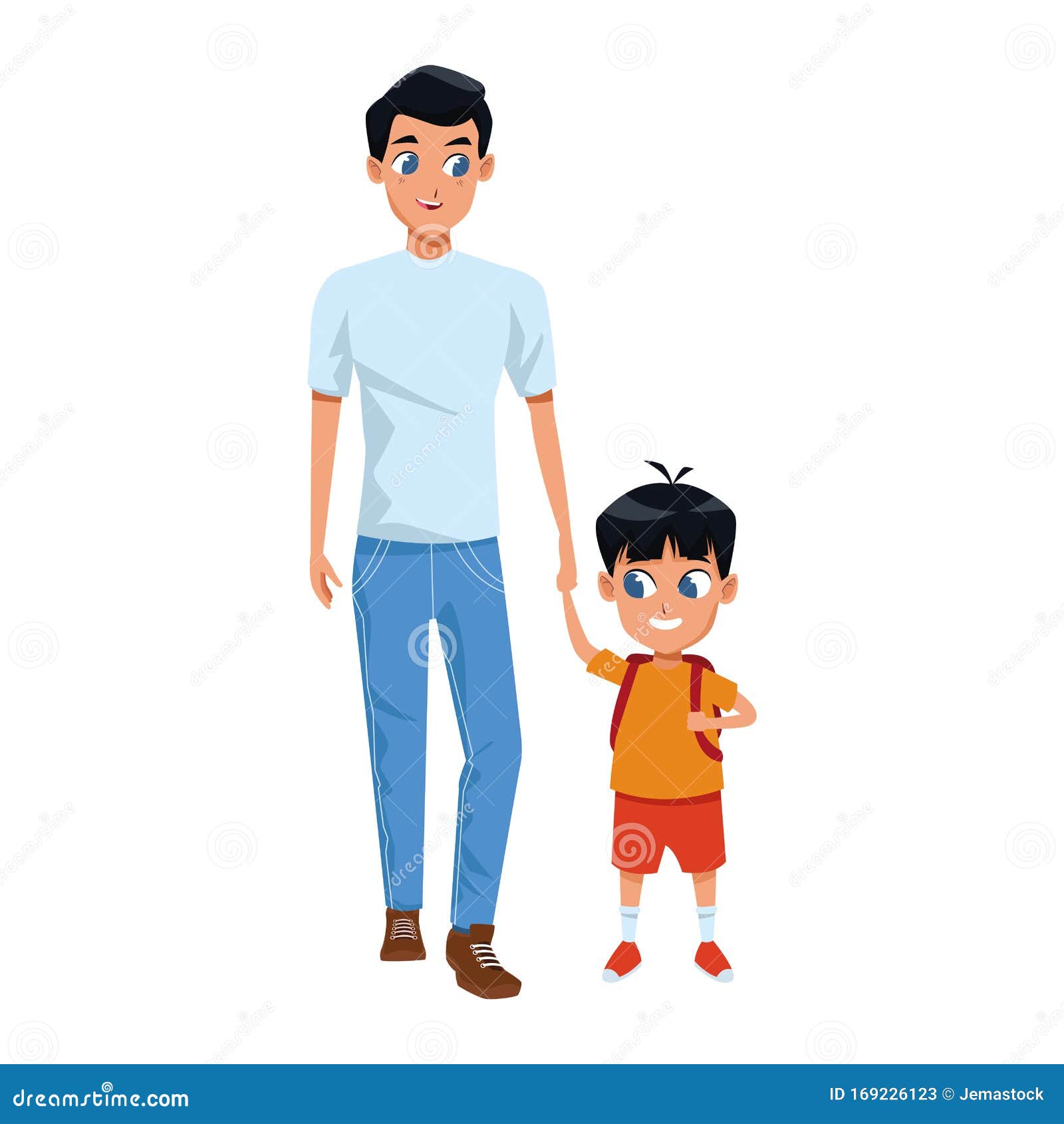 Cartoon Father and Son Icon, Flat Design Stock Vector - Illustration of  child, lips: 169226123