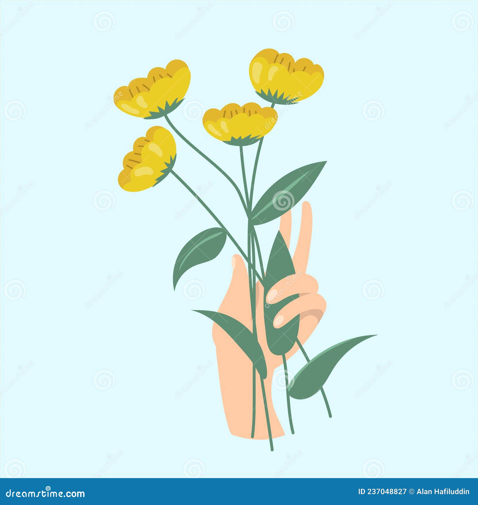 Cartoon Female Hand Holding Flower Vector Ilustration Stock Vector -  Illustration of special, couple: 237048827