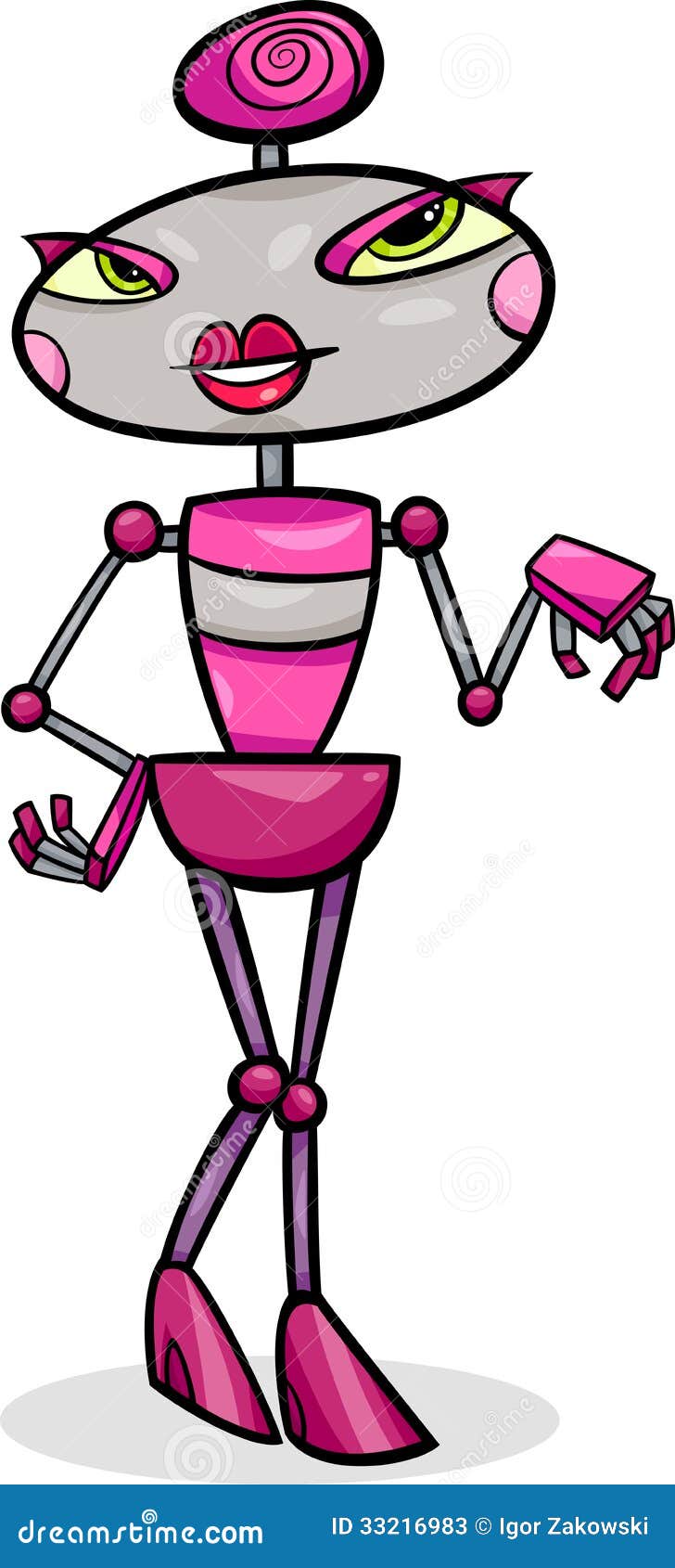 Cartoon Female Robot Illustration Stock Vector - Illustration of cartoon,  electronic: 33216983