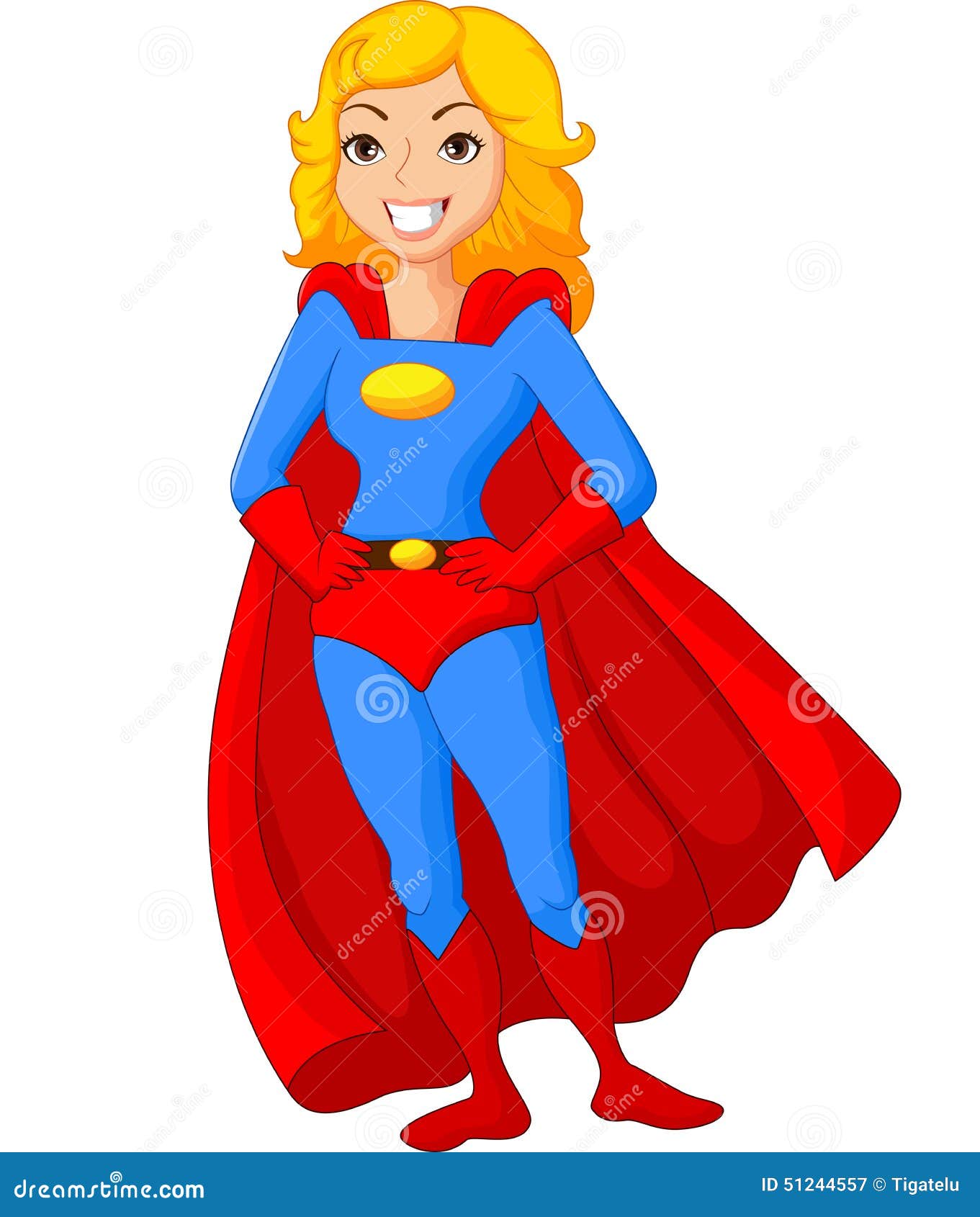 Cartoon Female Super Hero Posing Stock Vector - Illustration of brave,  happy: 51244557