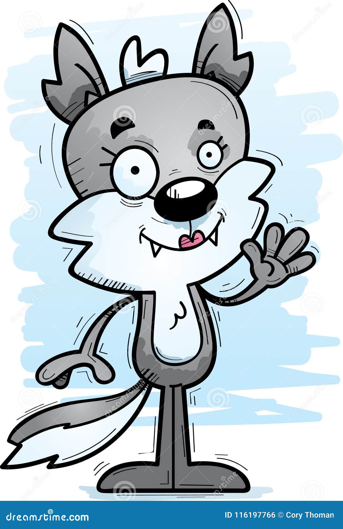 Cartoon Female Wolf Waving stock vector. Illustration of clipart ...