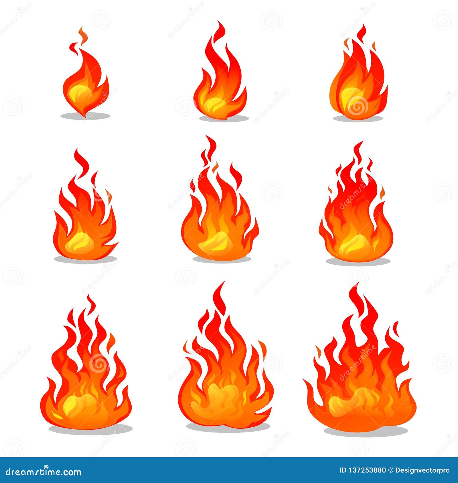 Realistic fire trail vector. Illustration of hot fire isolated