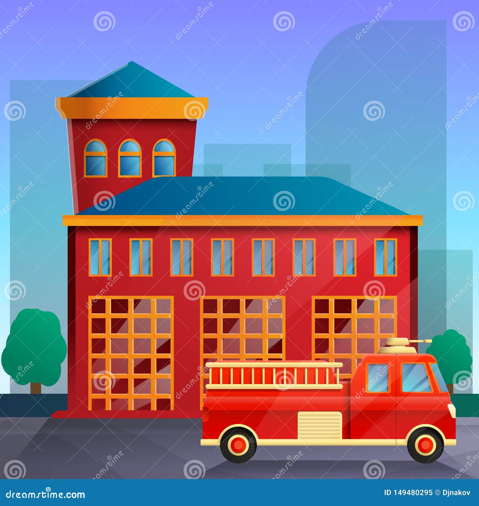 Fire Station Cartoon Background Stock Illustrations – 479 Fire Station