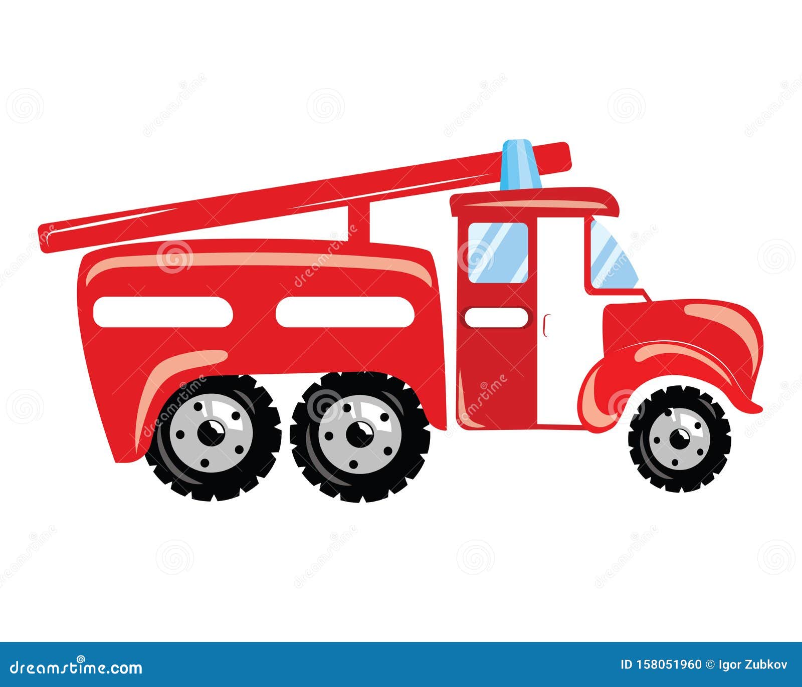 A Cartoon Fire Truck. Vector Illustration of Emergency Service. Drawing for  Children. Stock Vector - Illustration of cute, equipment: 158051960