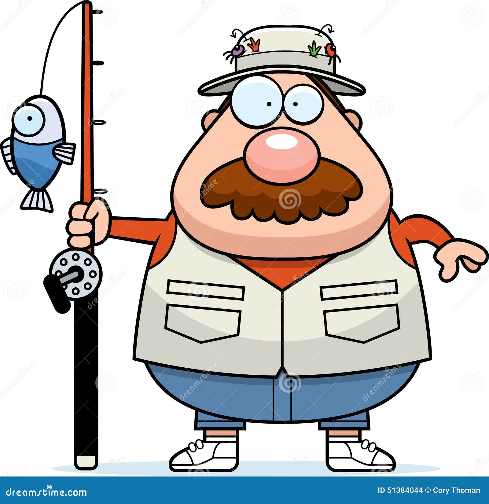 Cartoon Fisherman Mustache stock vector. Illustration of fish - 51384044