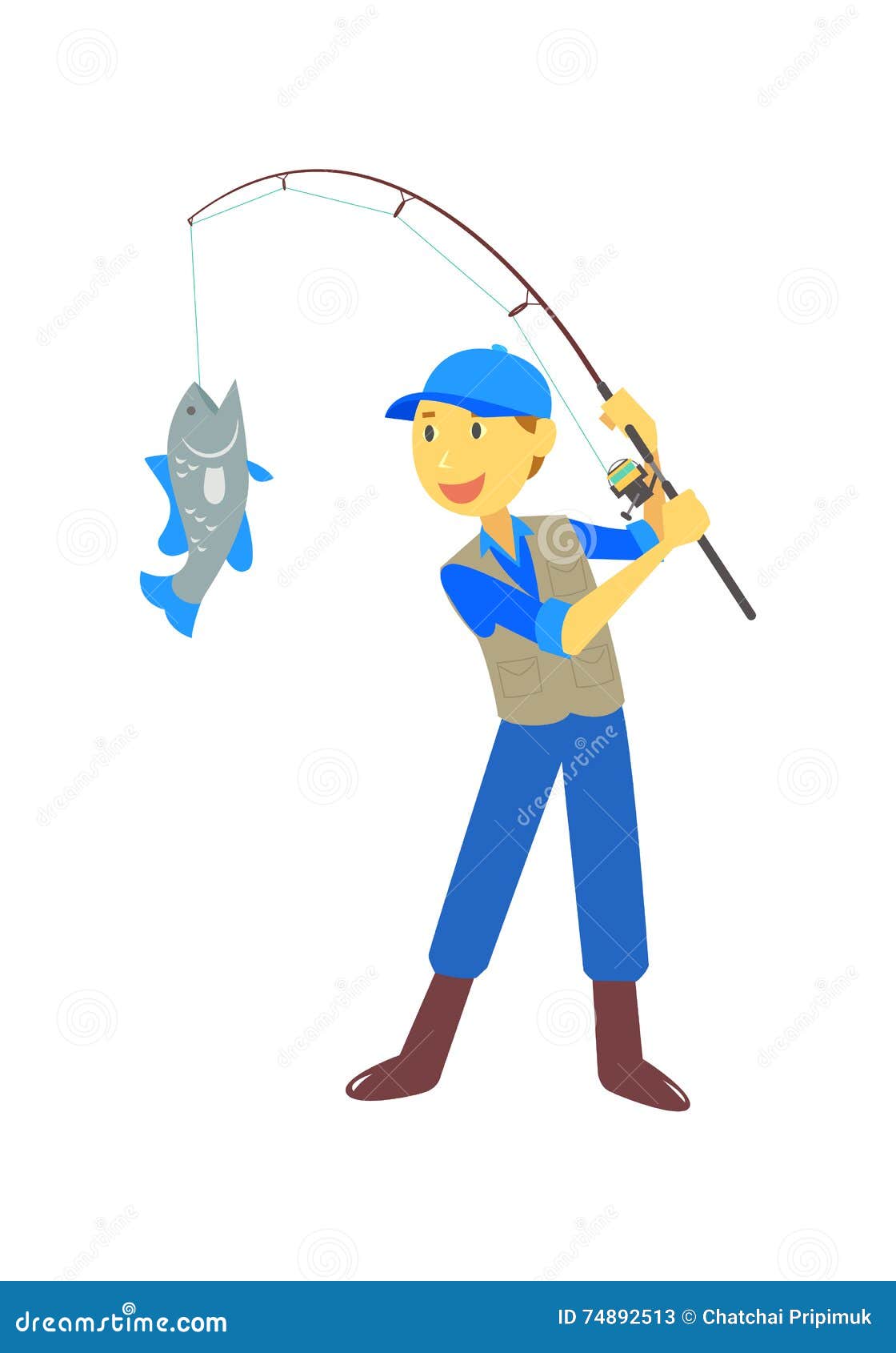 Cartoon fisherman, vector stock vector. Illustration of character ...