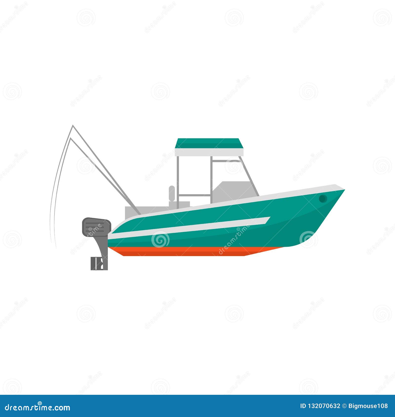 Cartoon Fishing Boat Icon on a White. Vector Stock Vector - Illustration of  marine, carriage: 132070632