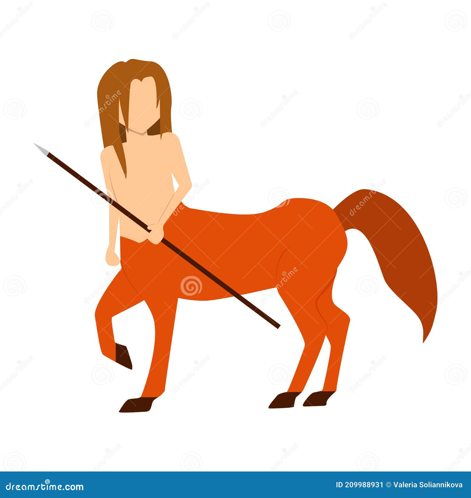 cartoon flat brave centaur with a spear.