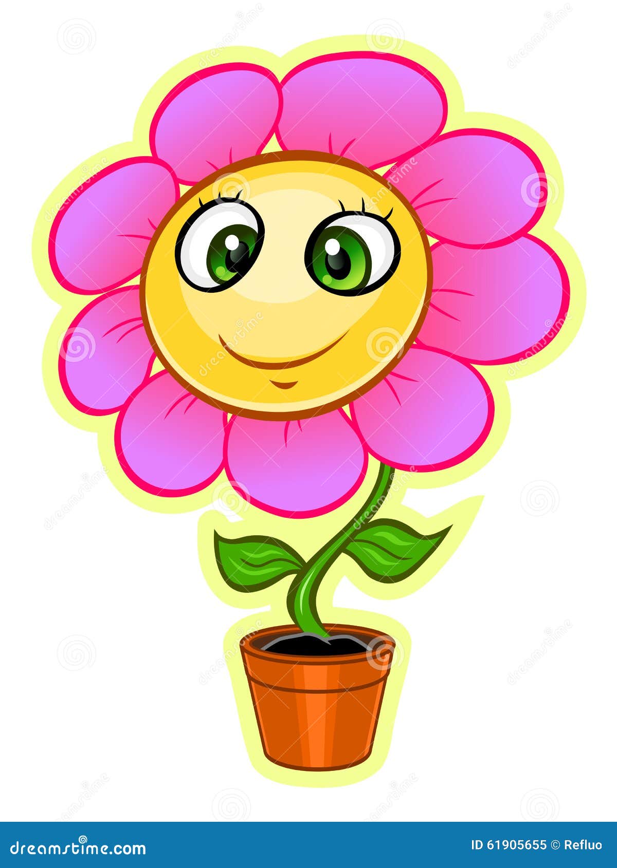 Cartoon flower stock vector. Illustration of pink, flowering ...