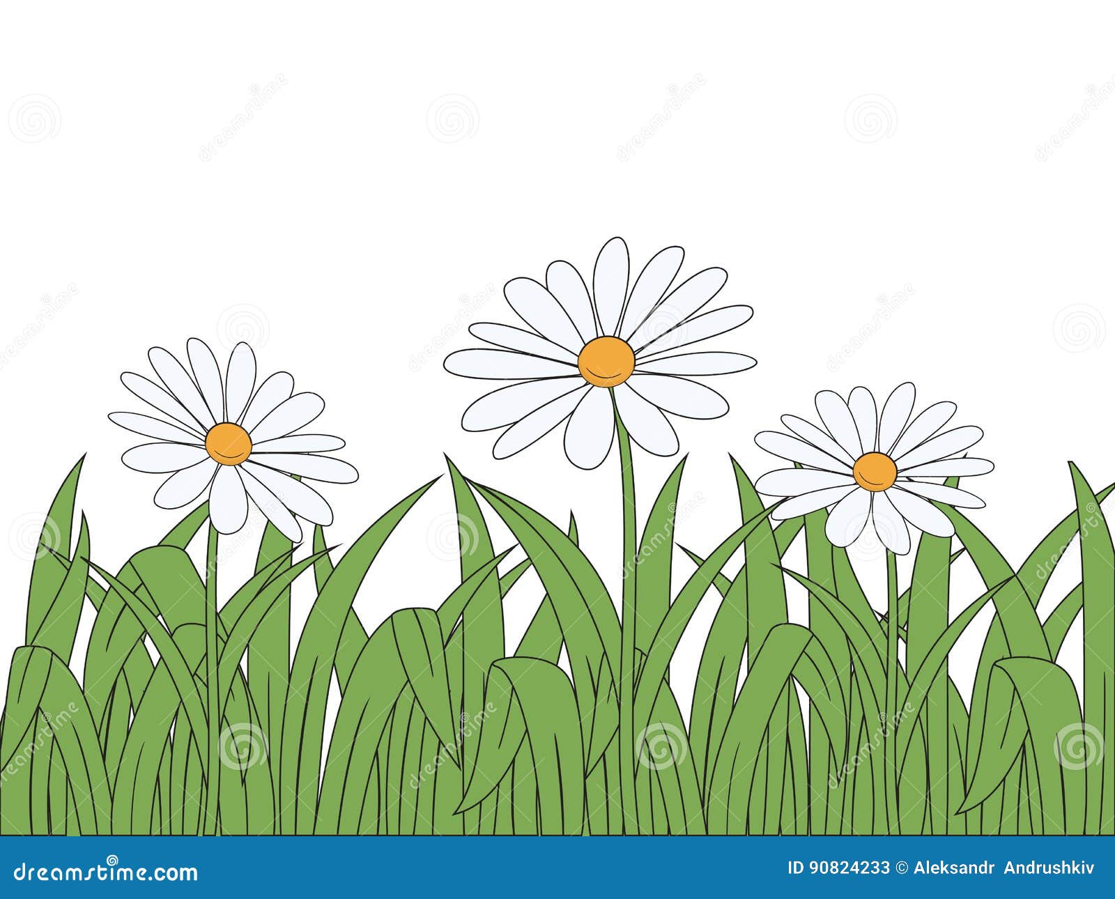 Cartoon flowers and grass stock vector. Illustration of garden 90824233